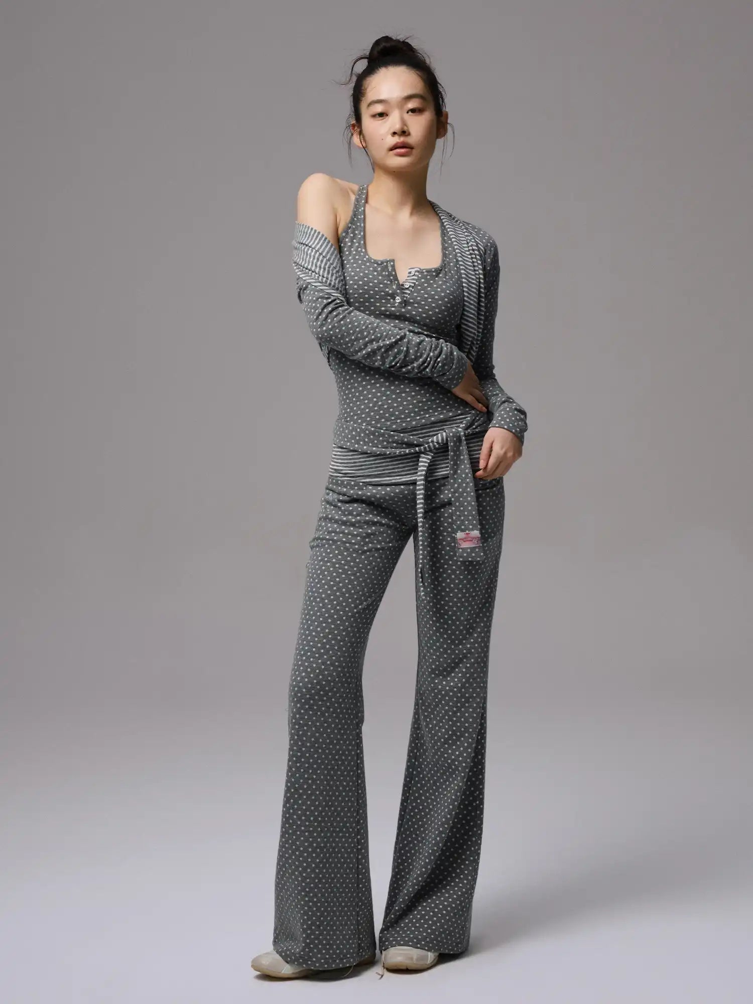 1Jinn Studio Y2K Polka Dot Foldover Flared Leggings | Canton Collective