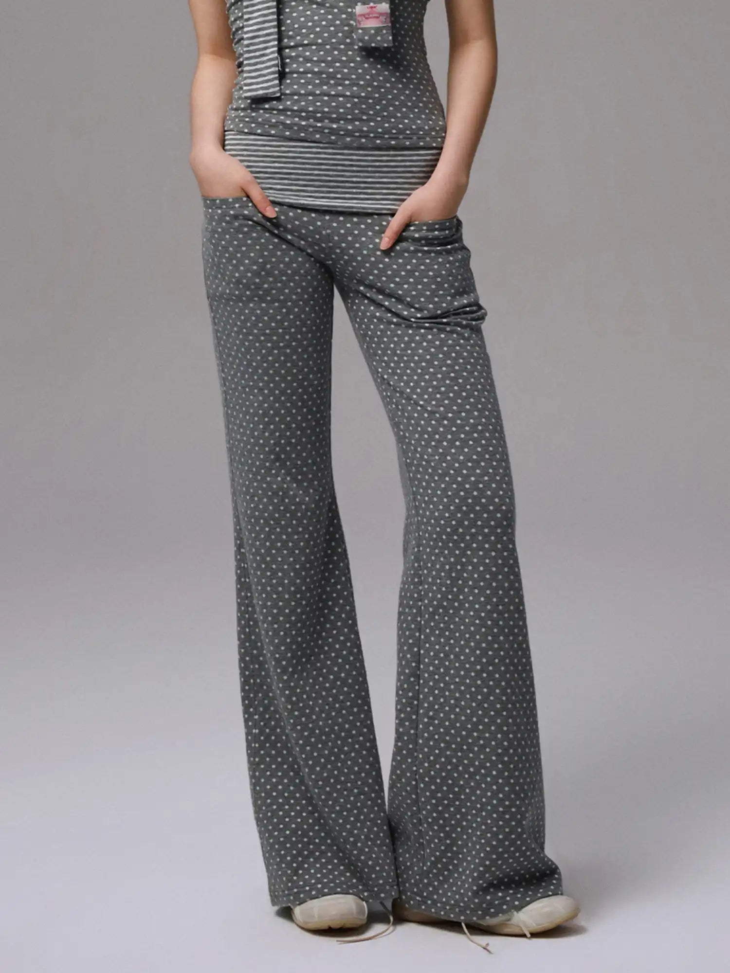 1Jinn Studio Y2K Polka Dot Foldover Flared Leggings | Canton Collective