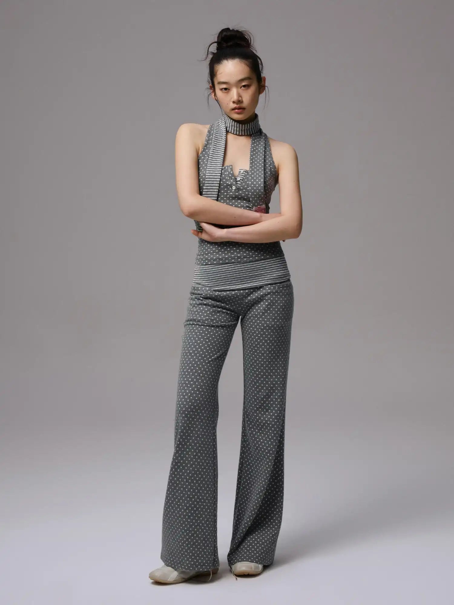 1Jinn Studio Y2K Polka Dot Foldover Flared Leggings Set | Canton Collective