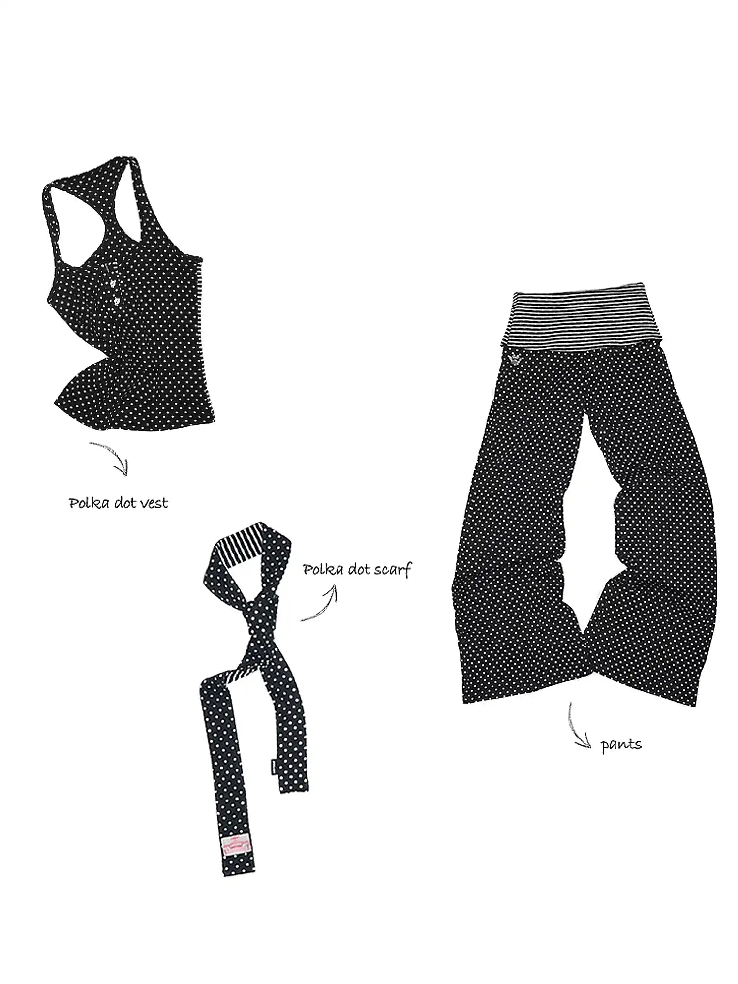 1Jinn Studio Y2K Polka Dot Foldover Flared Leggings Set | Canton Collective