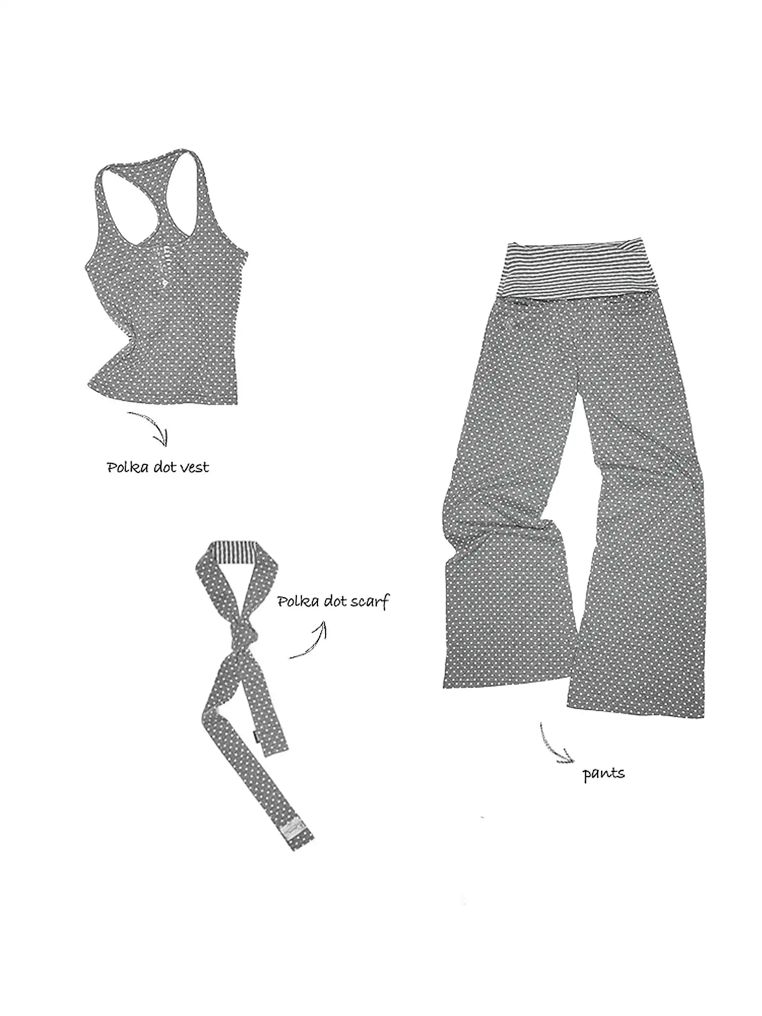 1Jinn Studio Y2K Polka Dot Foldover Flared Leggings Set | Canton Collective
