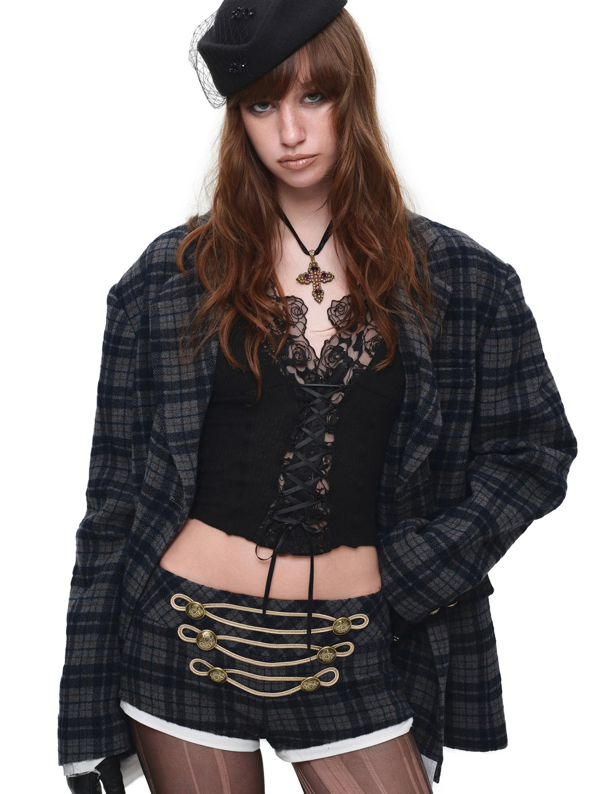 1Jinn Studio Y2K Preppy Oversized Tartan Blazer | Canton Collective