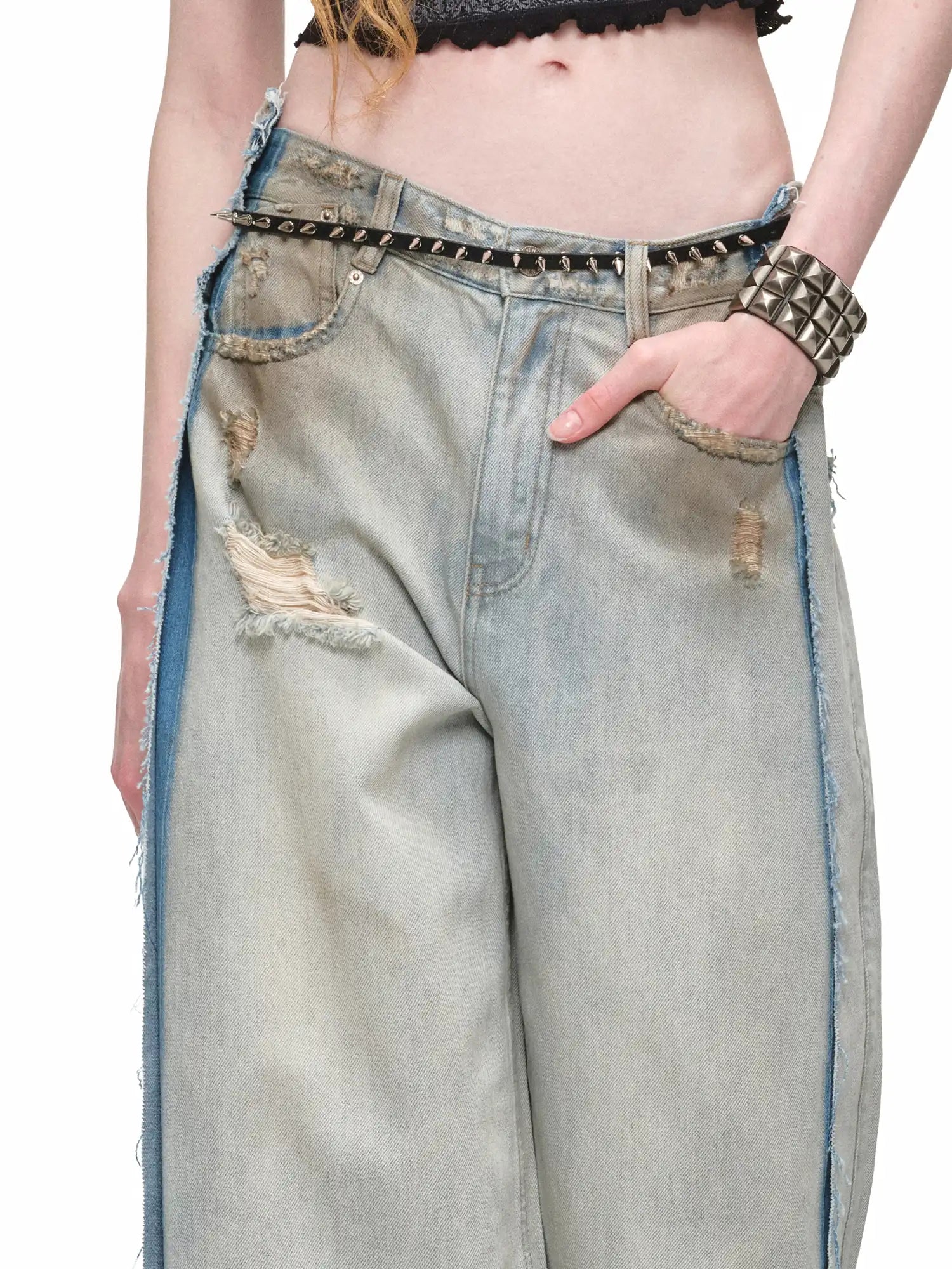 1Jinn Studio Y2K Punk Distressed Embroidered Baggy Jeans | Canton Collective