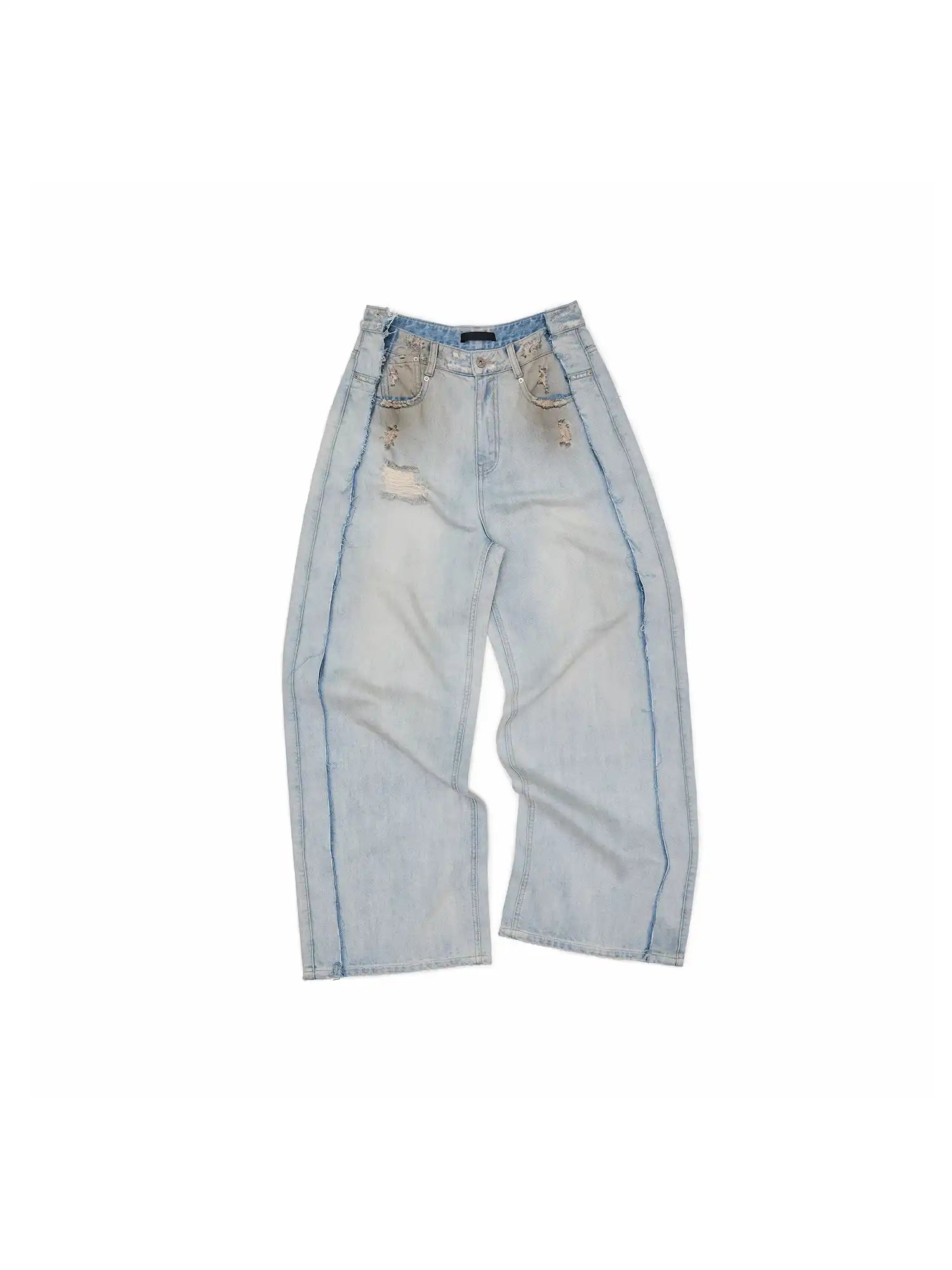1Jinn Studio Y2K Punk Distressed Embroidered Baggy Jeans | Canton Collective