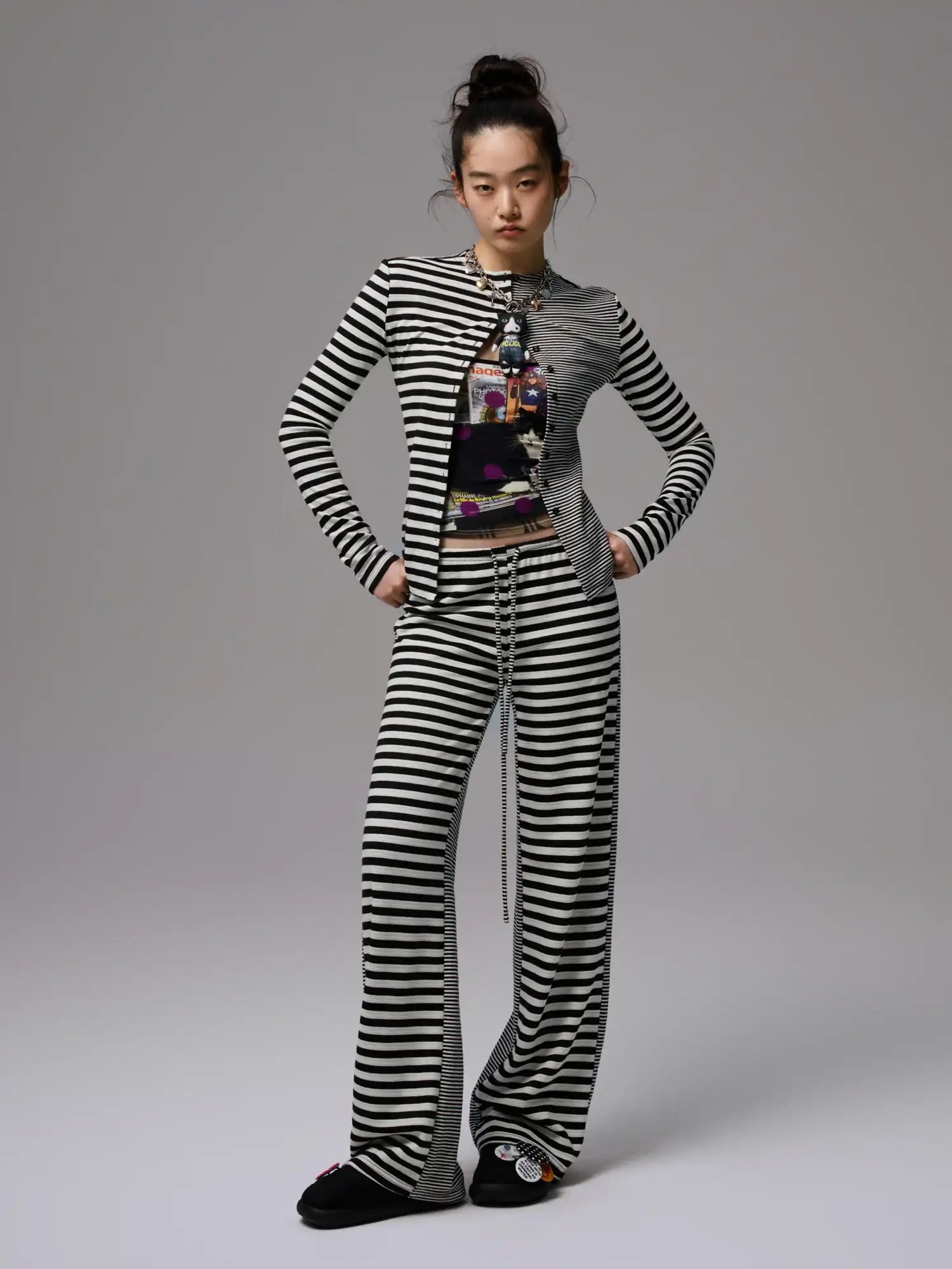 1Jinn Studio Y2K Reversible Stripe Jersey Cardigan Set | Canton Collective
