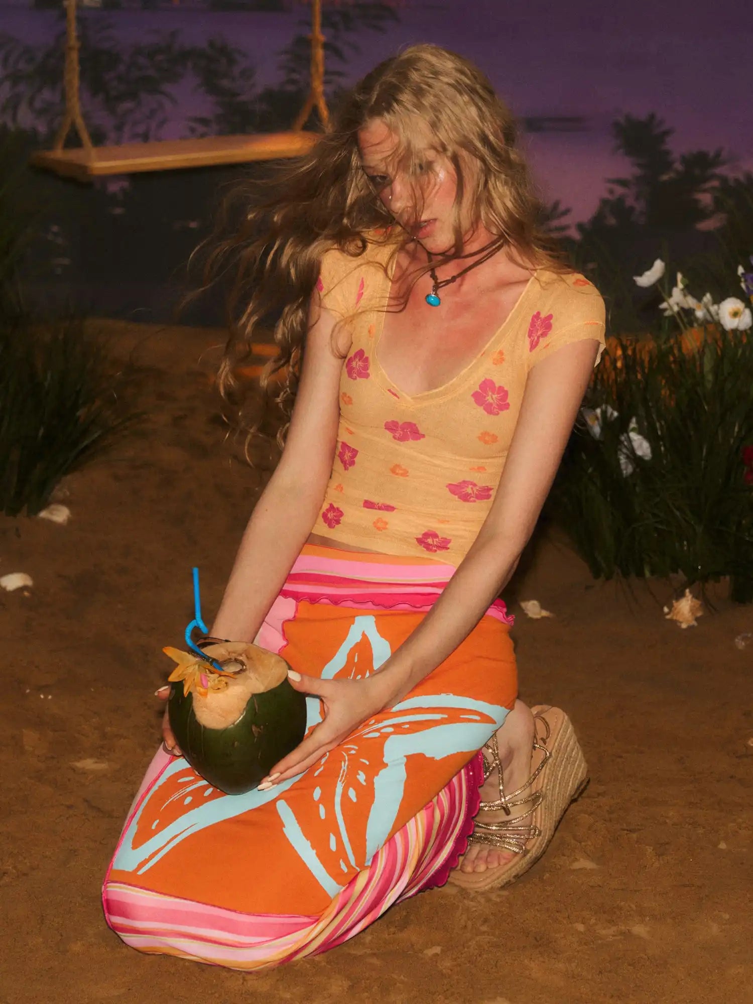 Deleteex Y2K Starfish Foldover Maxi Skirt | Canton Collective