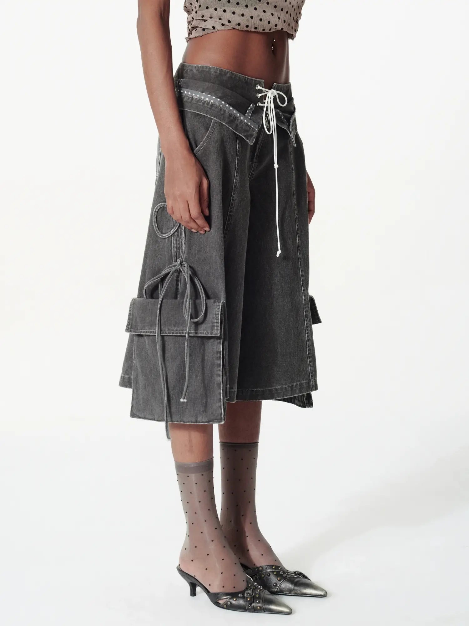 2th Desire Y2K Street Foldover Waist Stars Cargo Shorts | Canton Collective