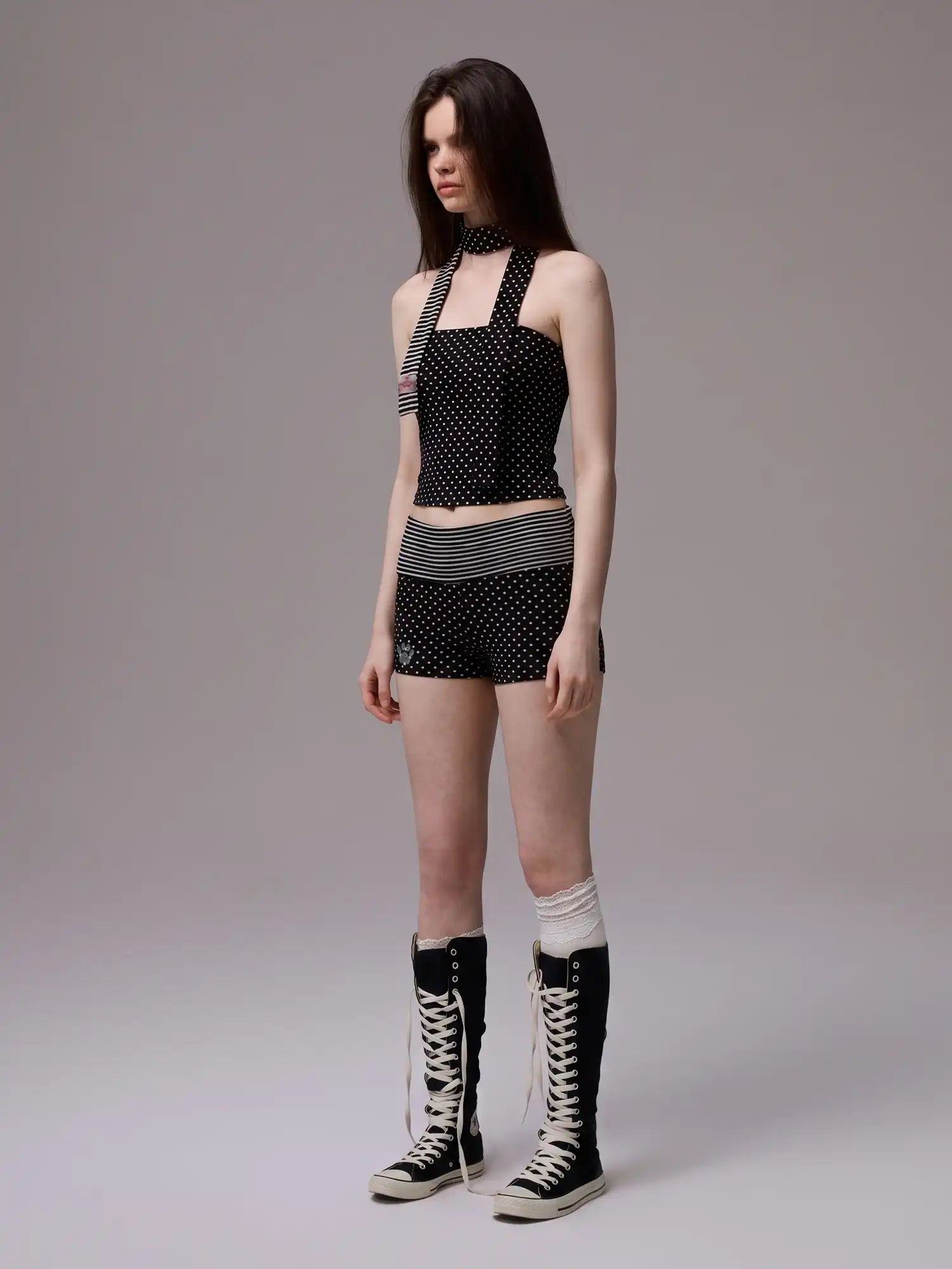 CantonCollective Design Y2K Stripe & Polka Dot Foldover Shorts Set | Canton Collective