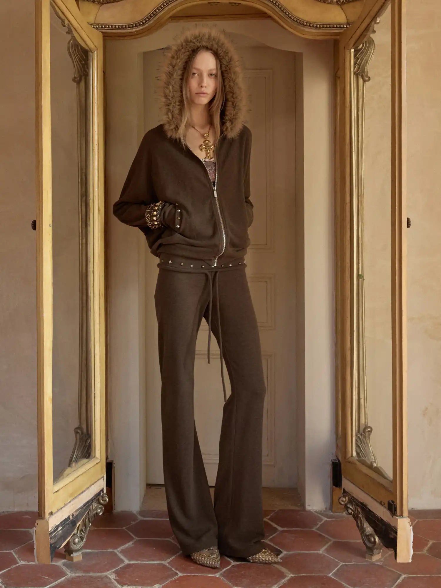 1Jinn Studio Y2K Studded Batwing Zip Hoodie | Canton Collective