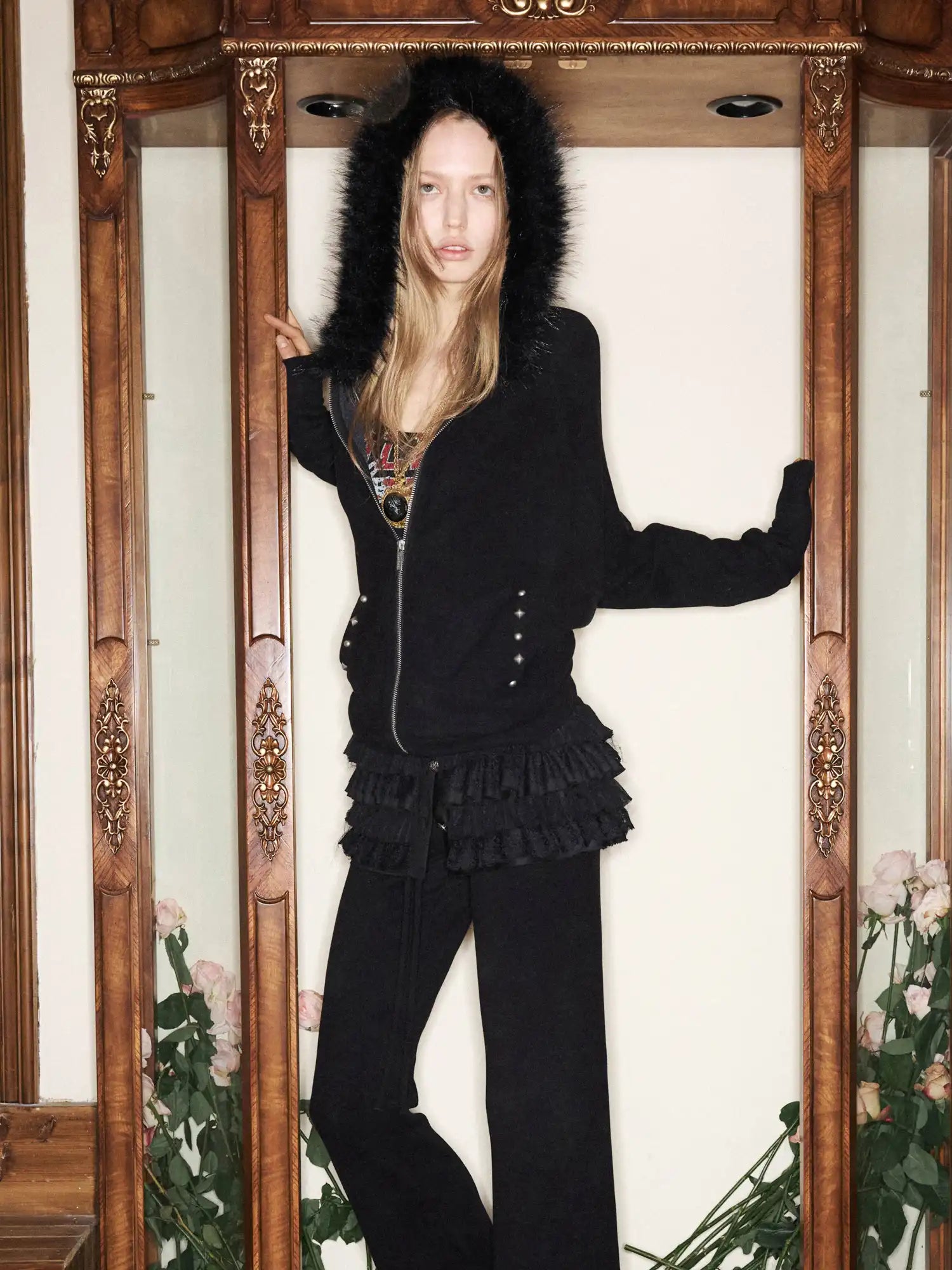 1Jinn Studio Y2K Studded Batwing Zip Hoodie | Canton Collective