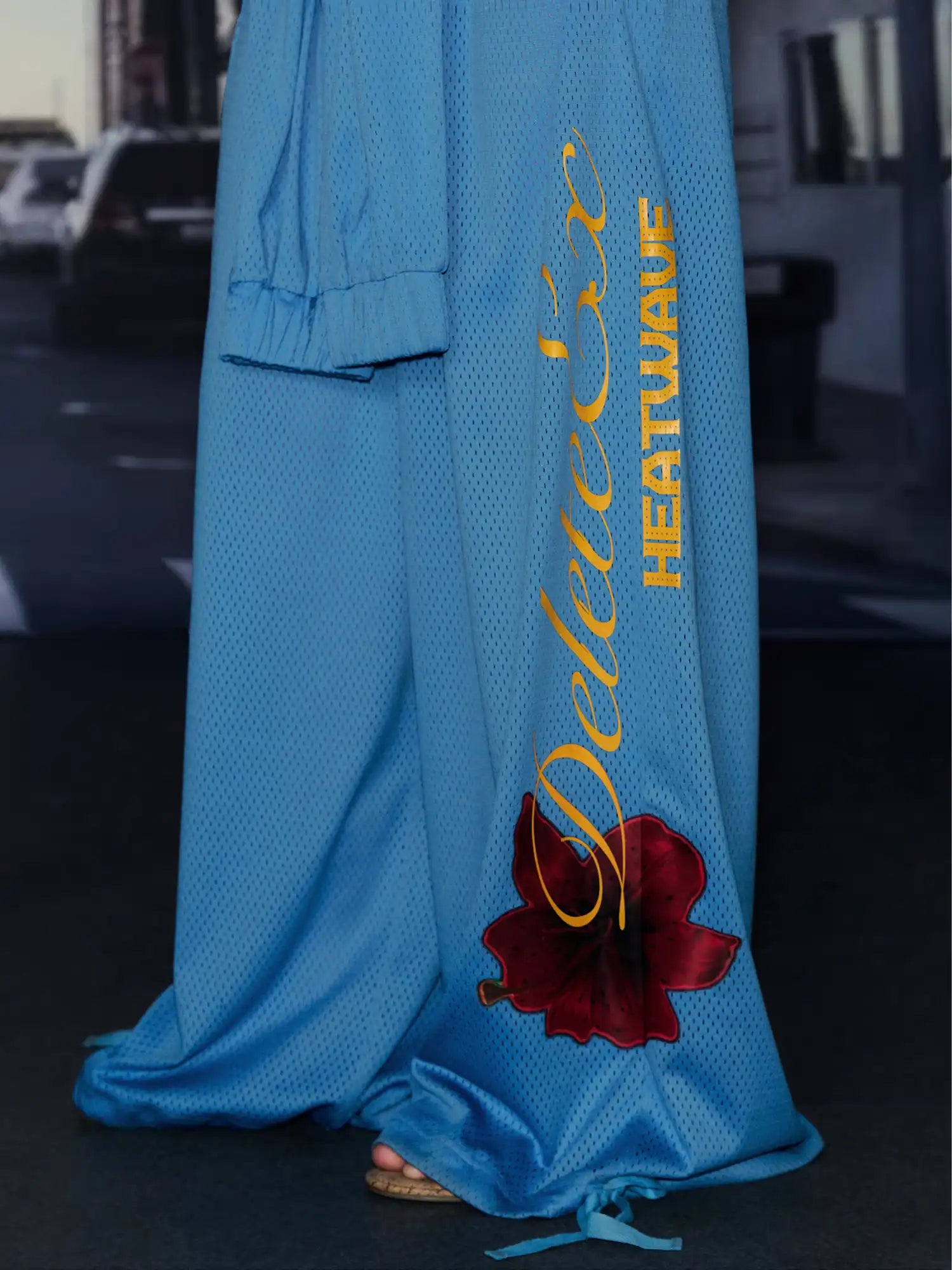Deleteex Y2K Tie Waist Blue Beach Wide Leg Pants | Canton Collective