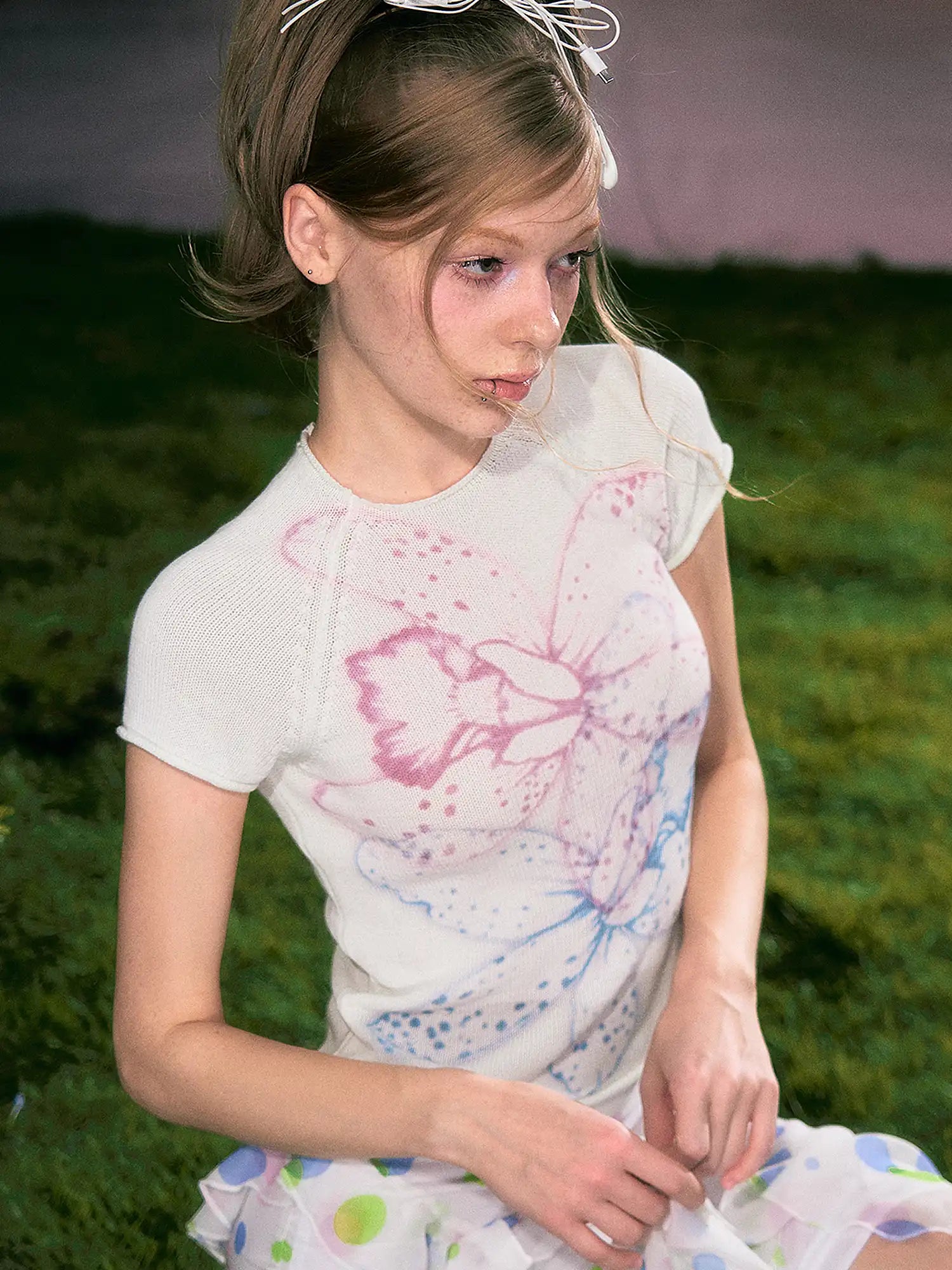 Deleteex Y2K Watercolor Flower Crop Top | Canton Collective