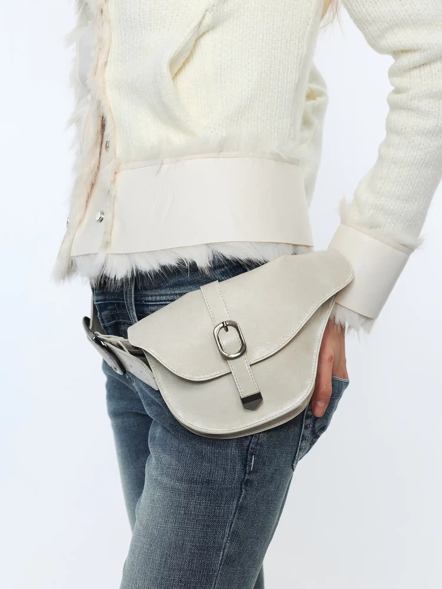 2th Desire Y2K Western Leather Zip Belt With Detachable Saddle Waist Pouch | Canton Collective