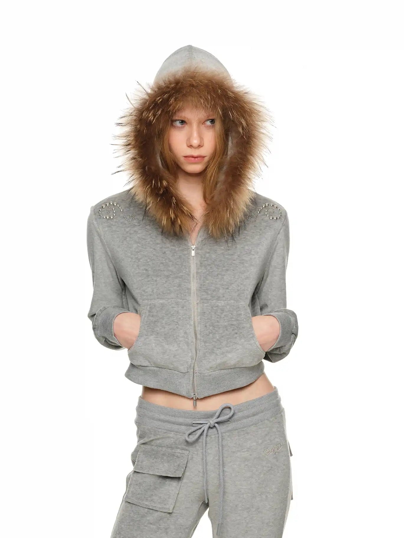 1Jinn Studio Velvet Faux Fur Fall Hoodie Set | Canton Collective