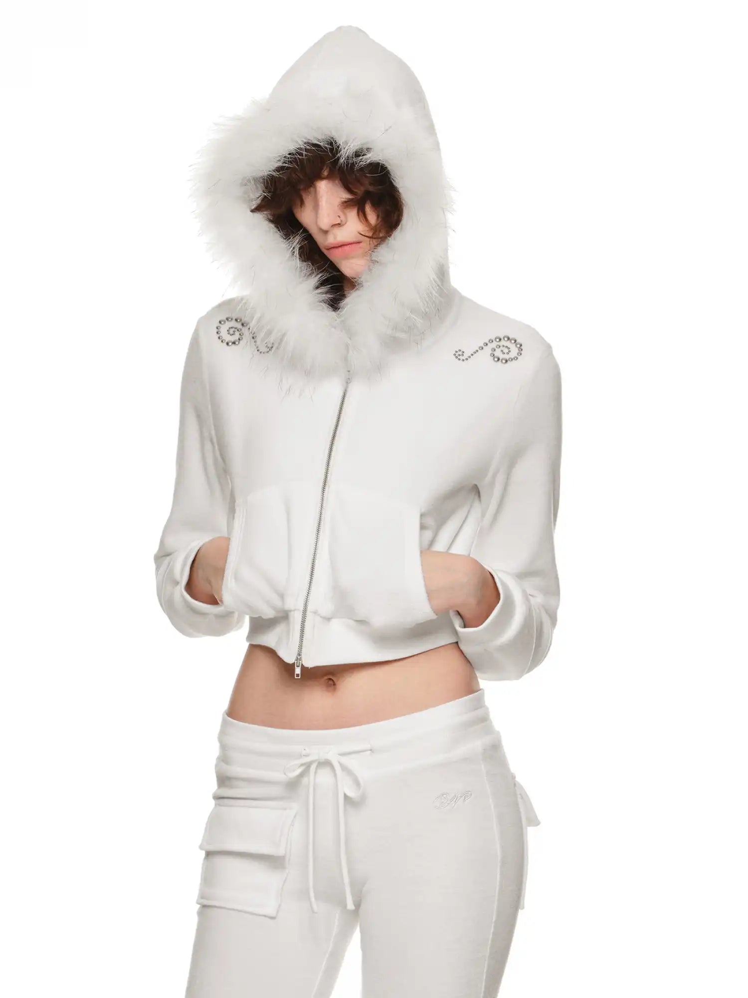 1Jinn Studio Velvet Faux Fur Fall Hoodie Set | Canton Collective