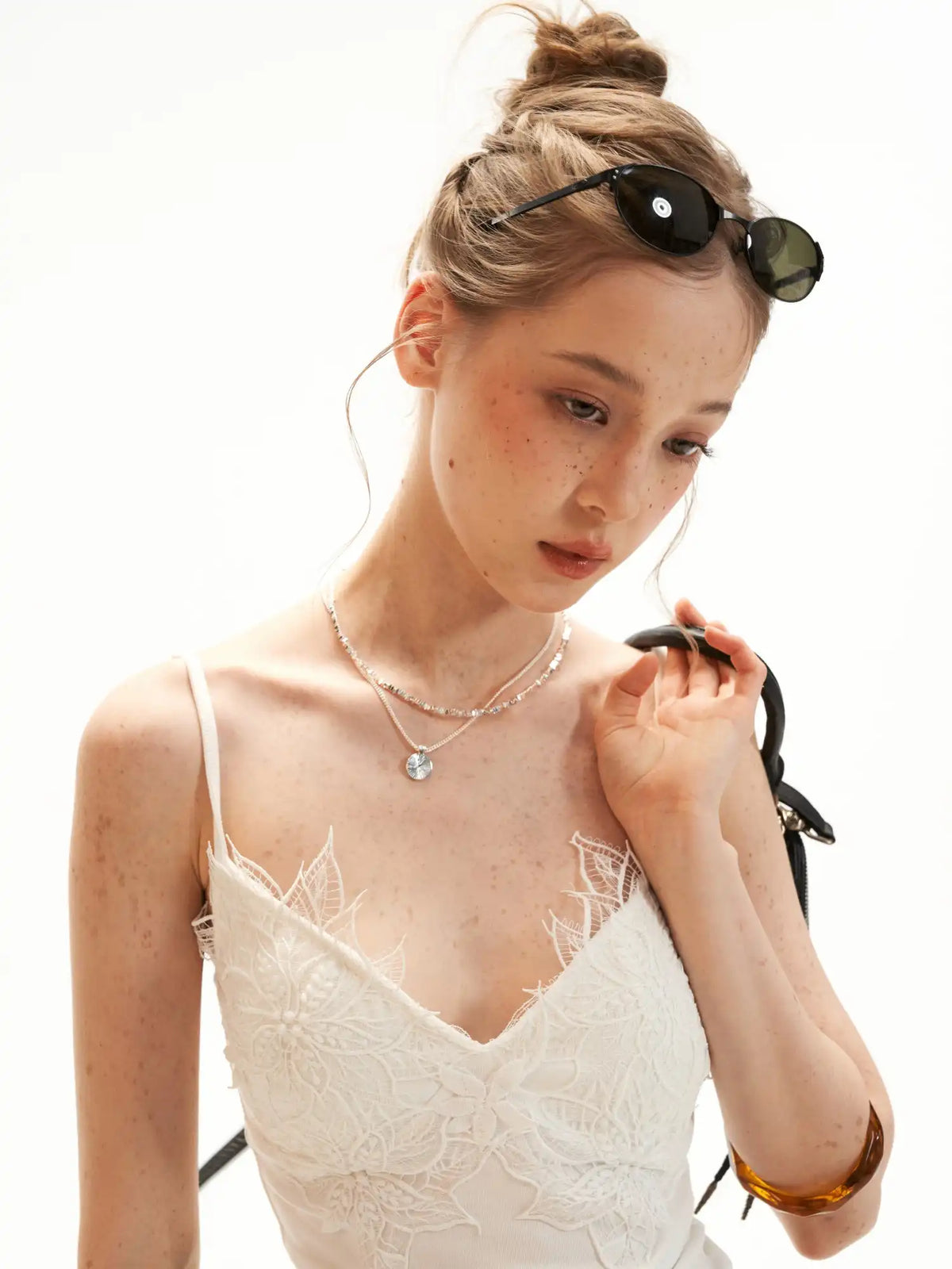 MAMC Deep V-Neck Lace Overlay Camisole Top | Canton Collective