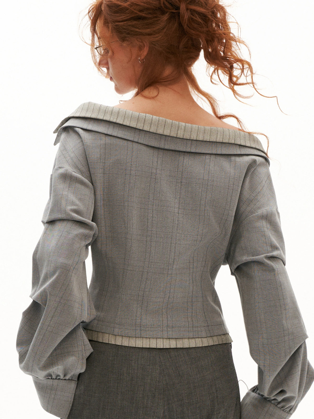 MAMC Textured Plaid Long Sleeve Wrap Top | Canton Collective