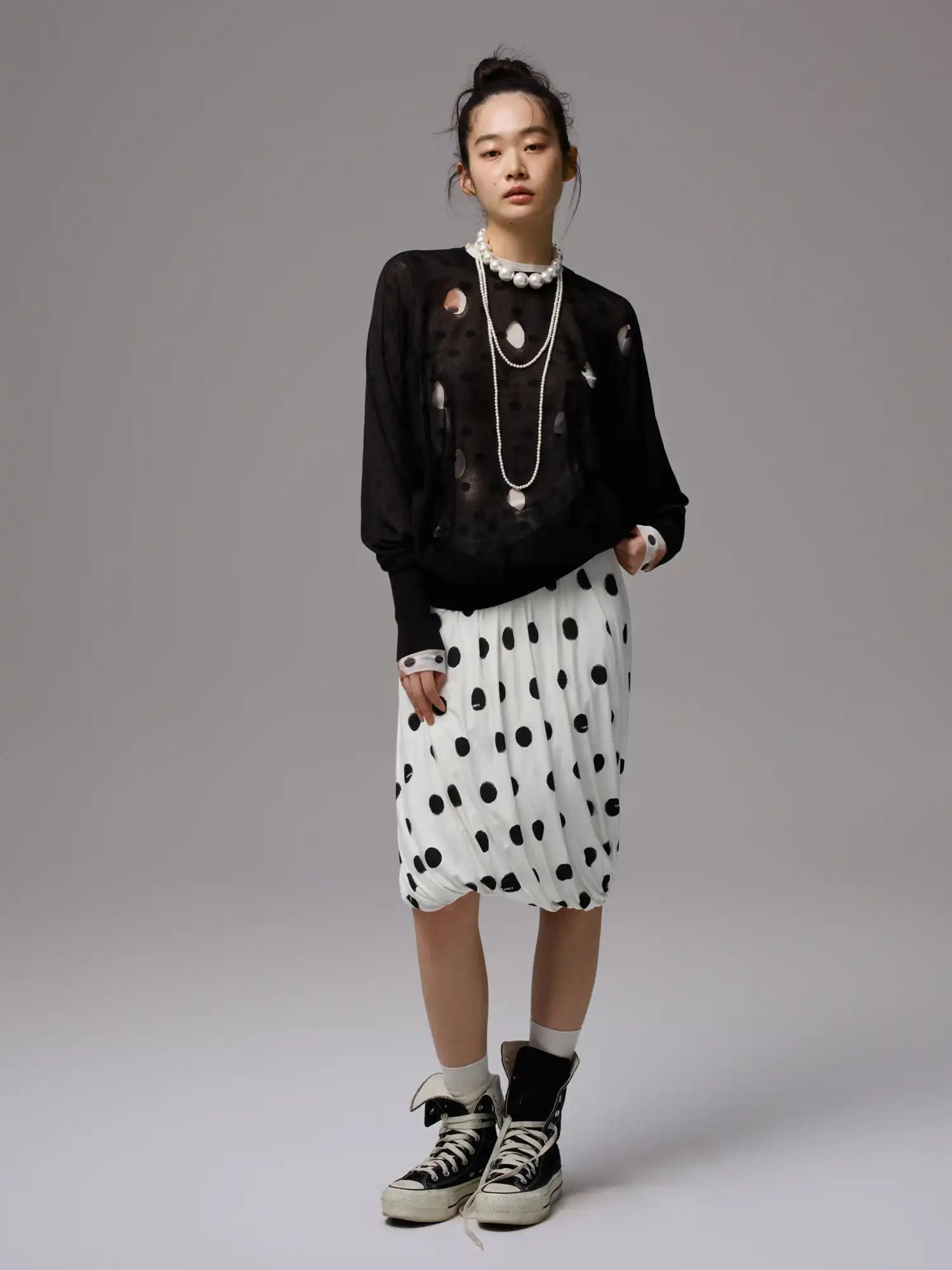 Polka Dot Batwing Top