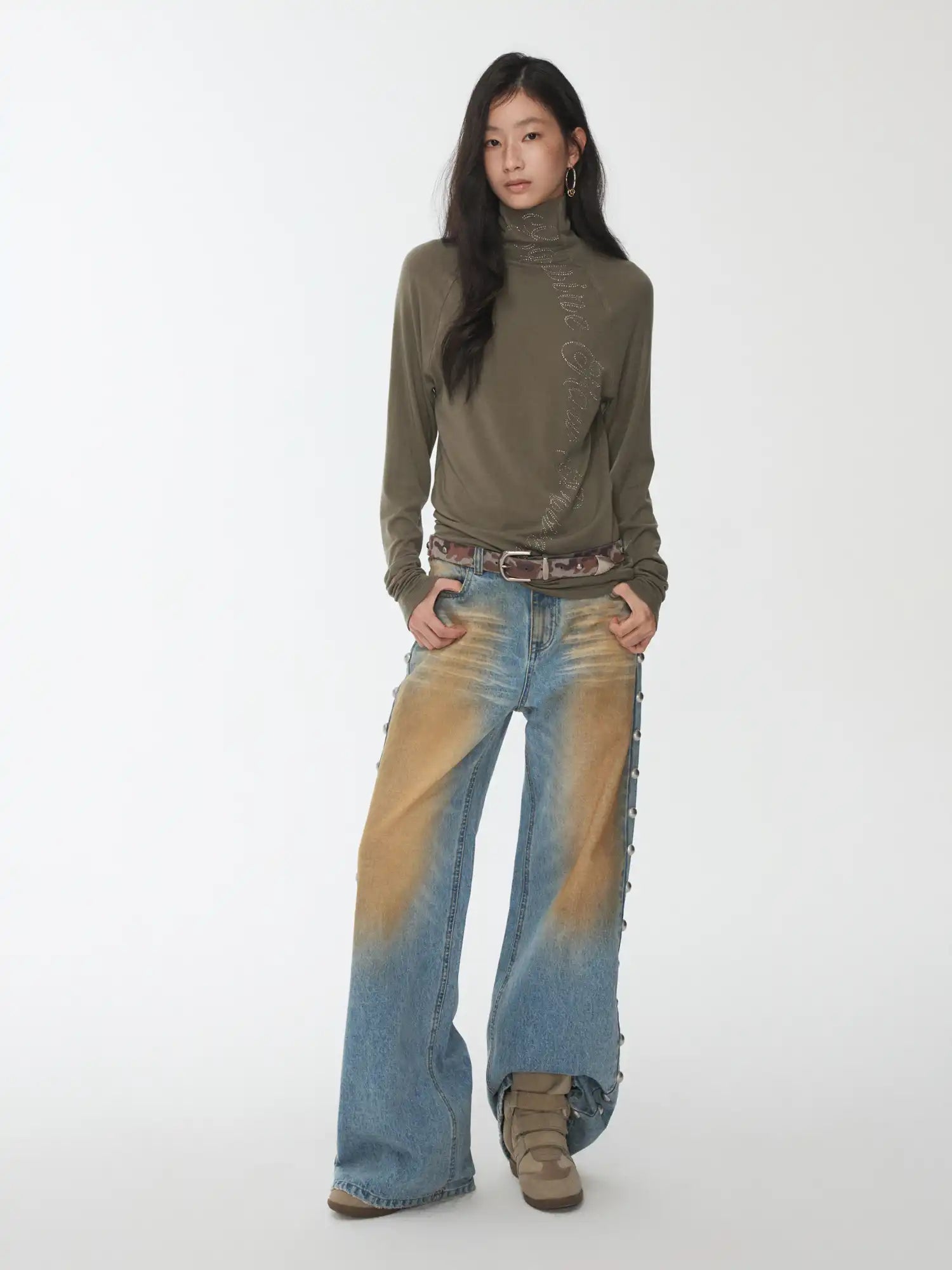 Rock Stud Straight Denim