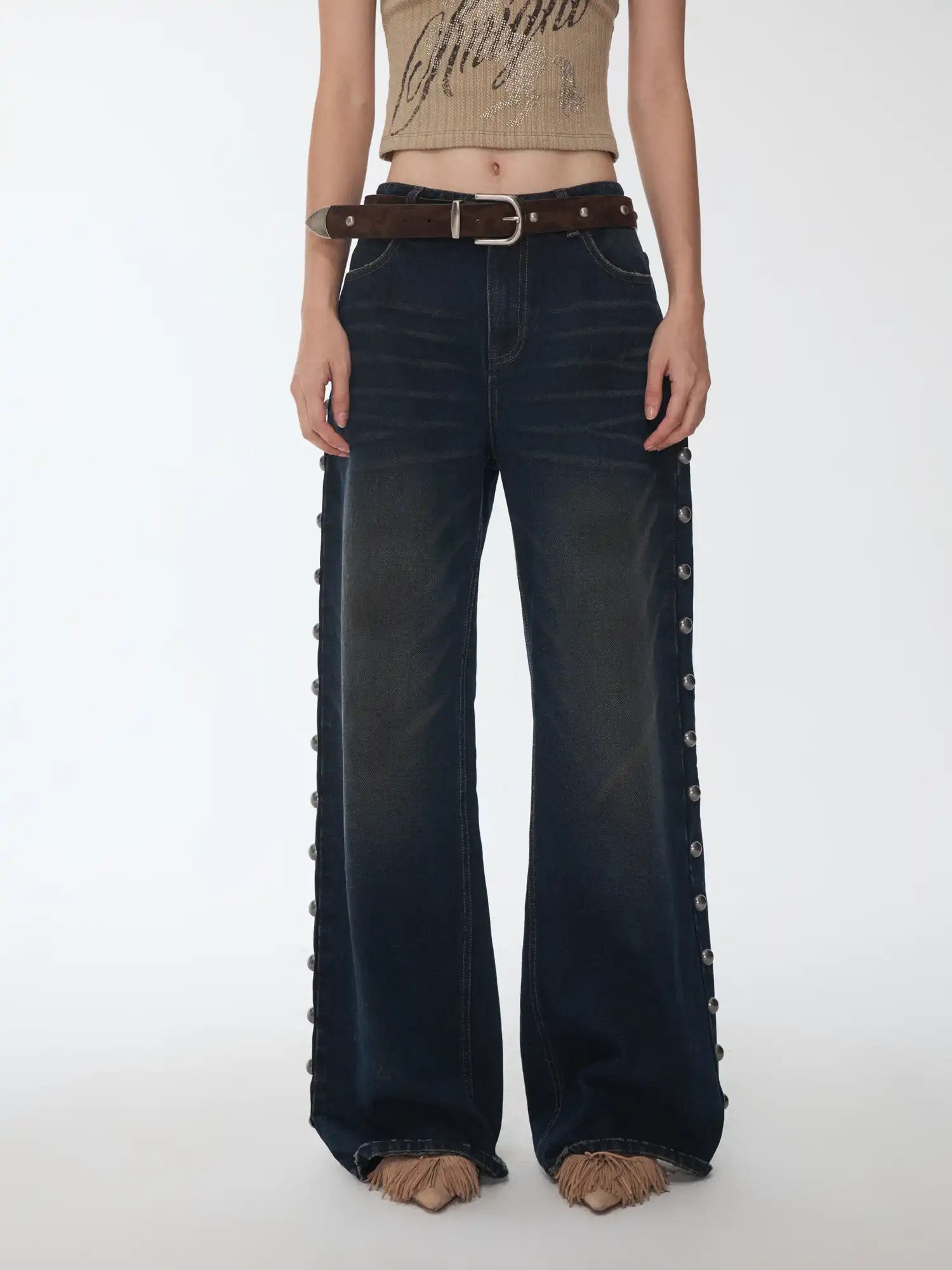 Rock Stud Straight Denim