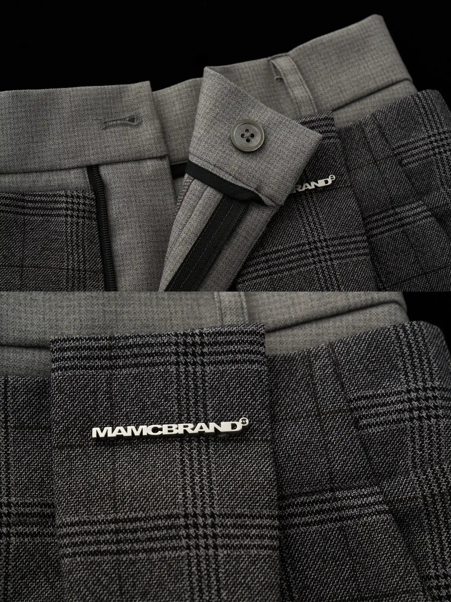 Double-Waisted Glen Check Wide-Leg Trousers