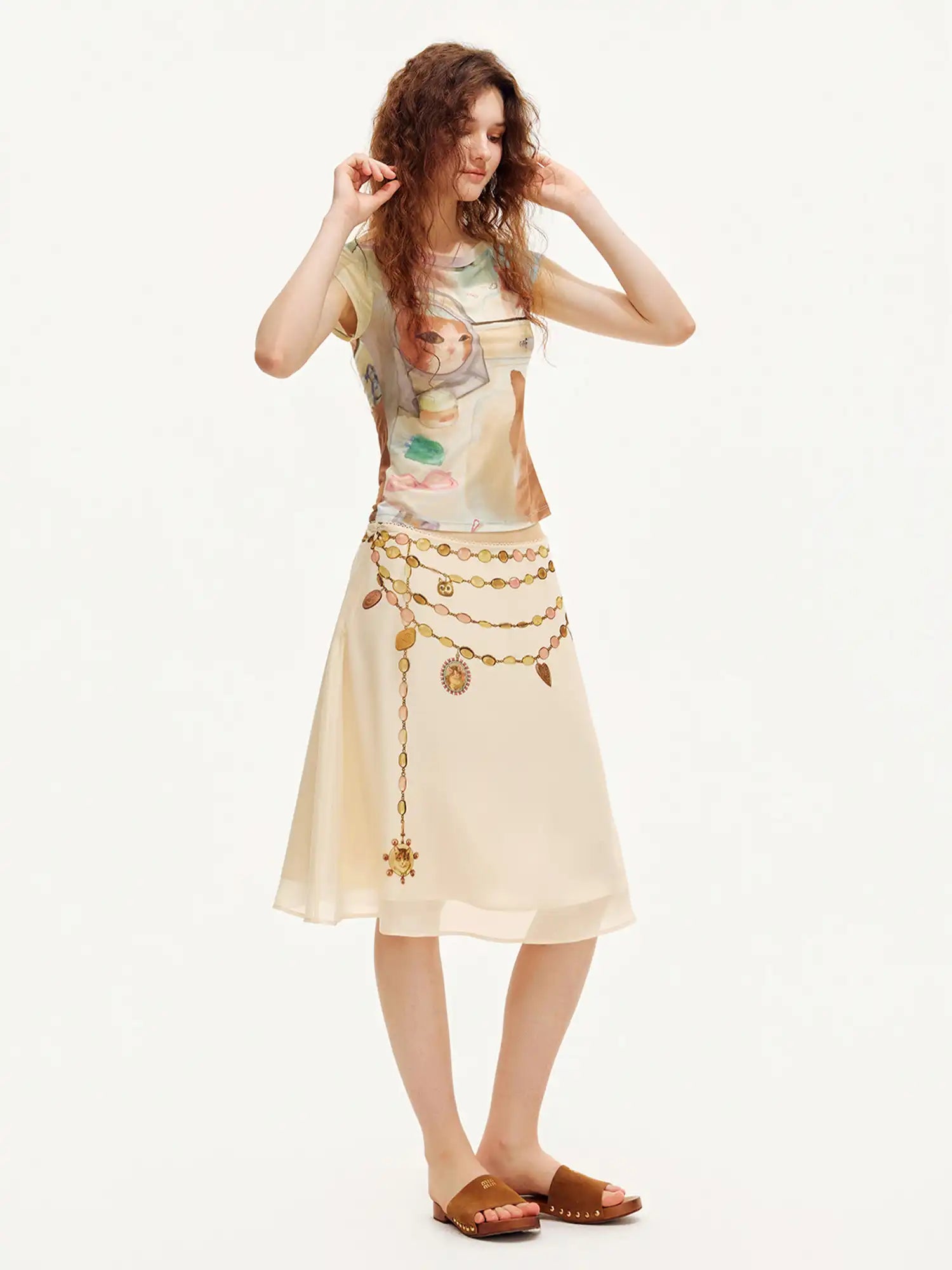 Outtheblue Watercolor Cat Cap Sleeve Fitted Tee | Canton Collective