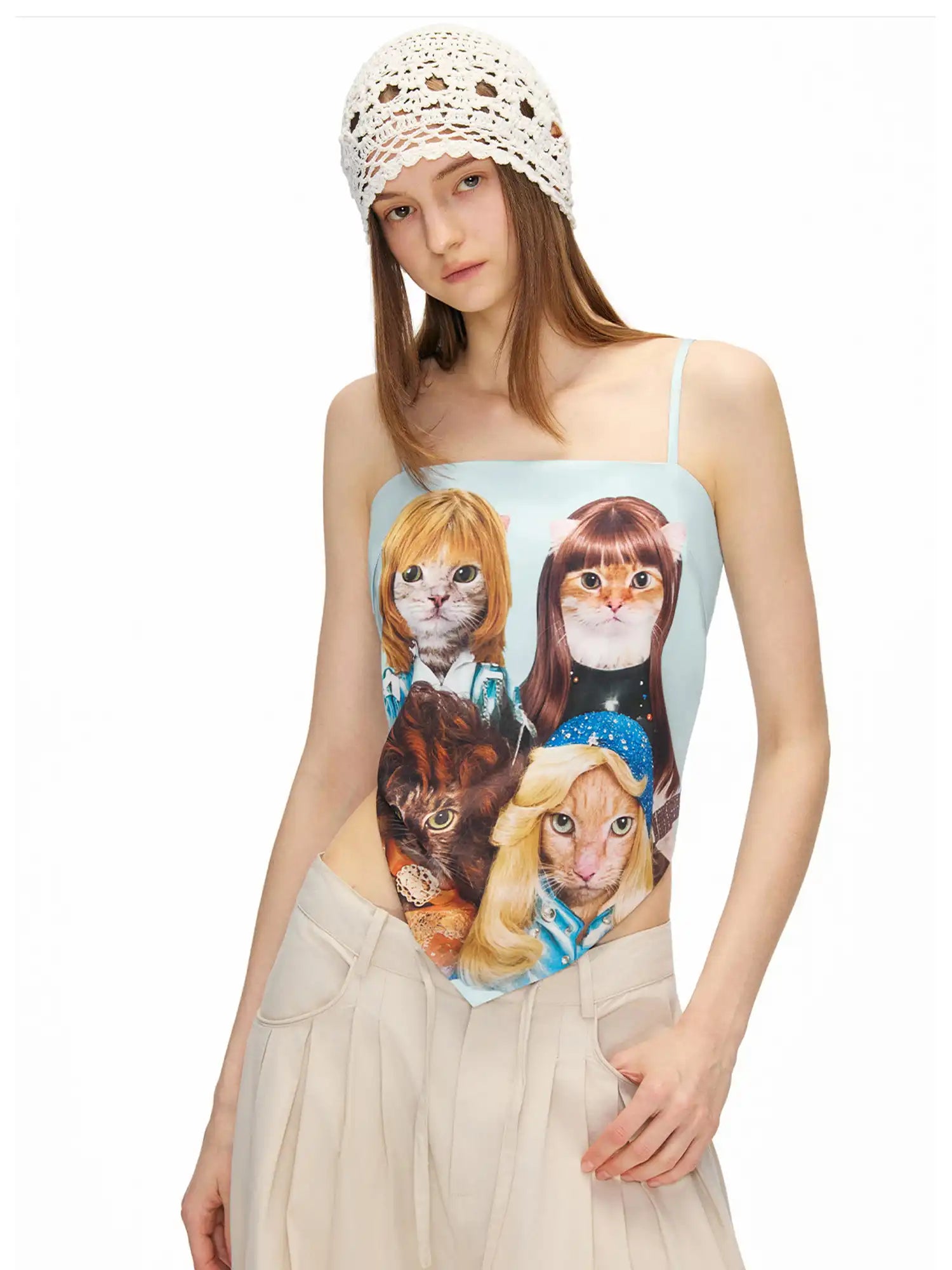 Outtheblue Vintage Party Cat Asymmetric Draped Cami Top | Canton Collective