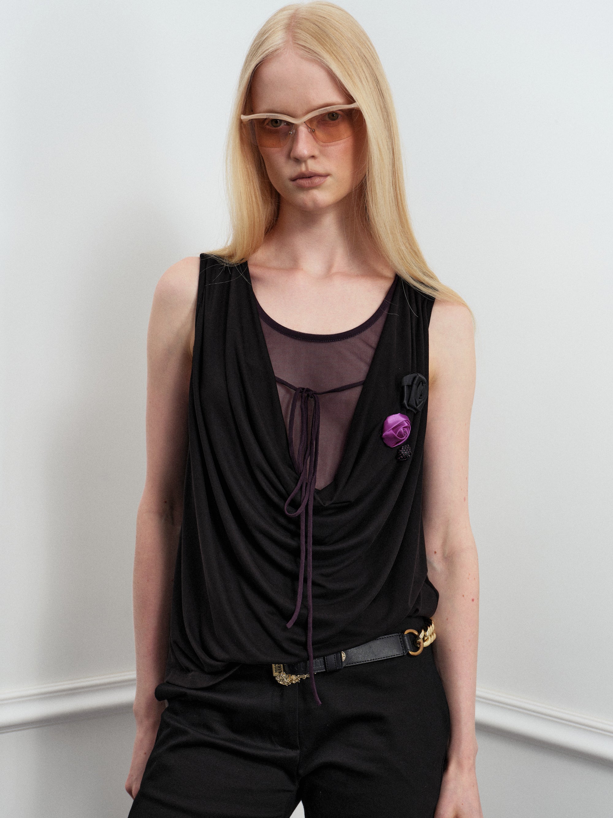 Mesh Bloom Sleeveless Top