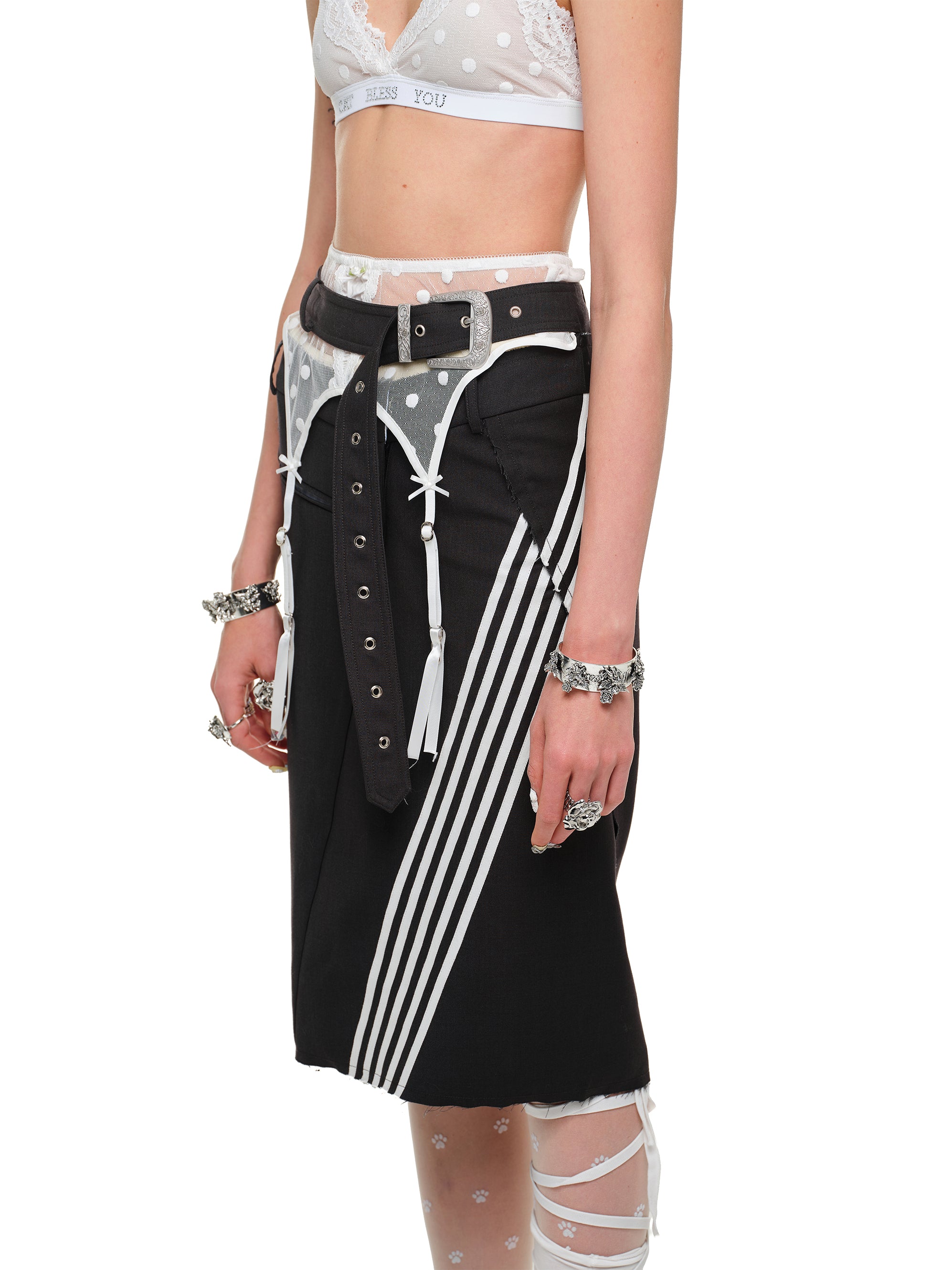 Tailored Stripe Deconstruction Skirt