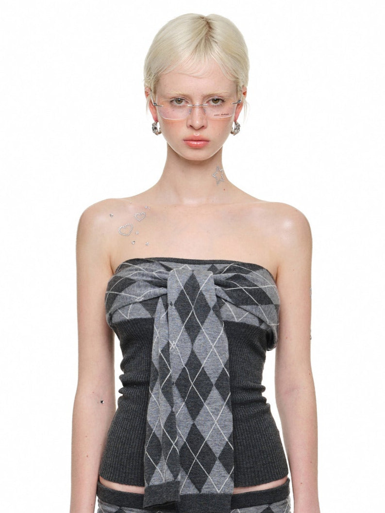 Diamond Line Knit Tube Top