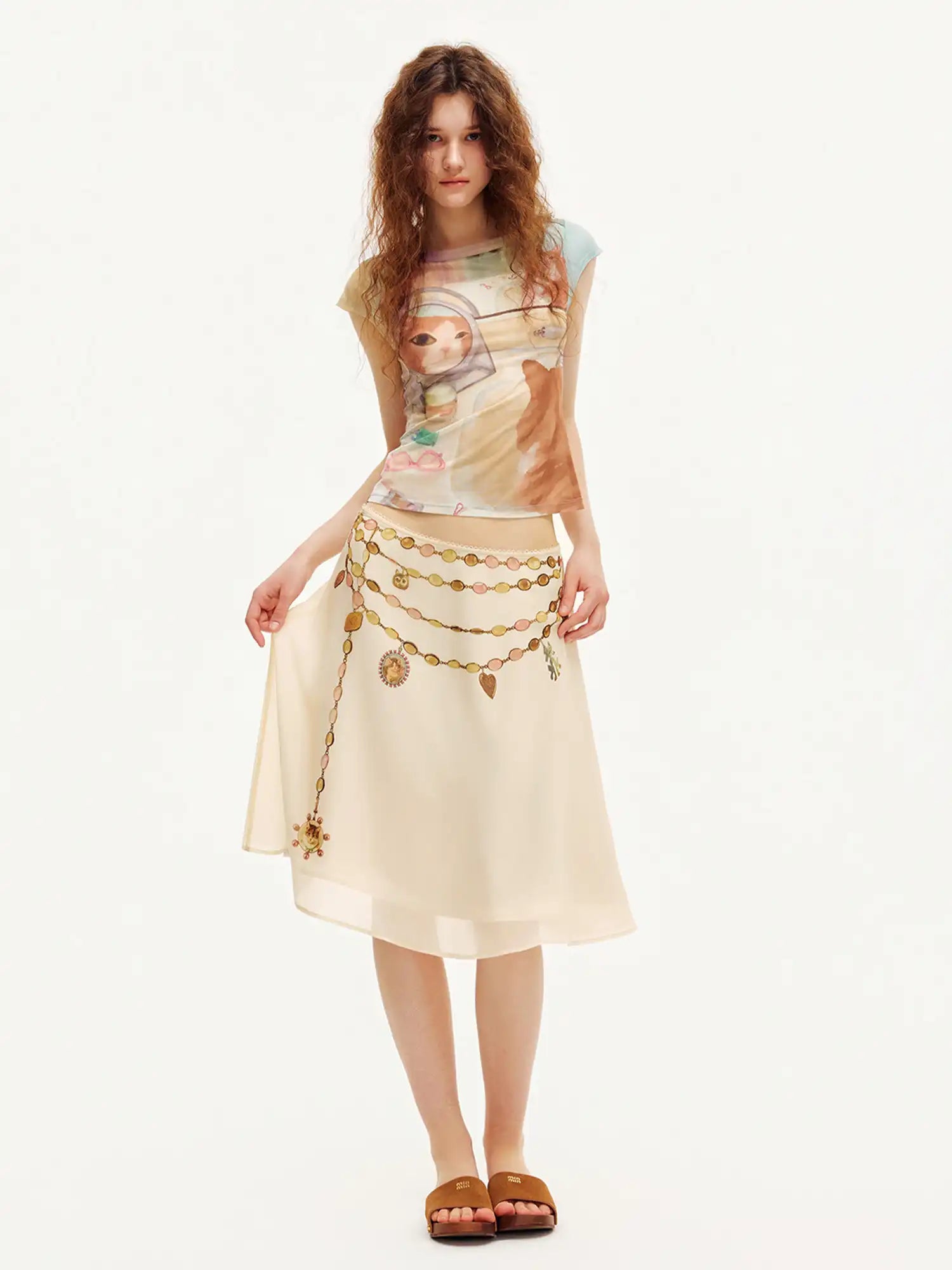 Outtheblue Watercolor Cat Cap Sleeve Fitted Tee | Canton Collective