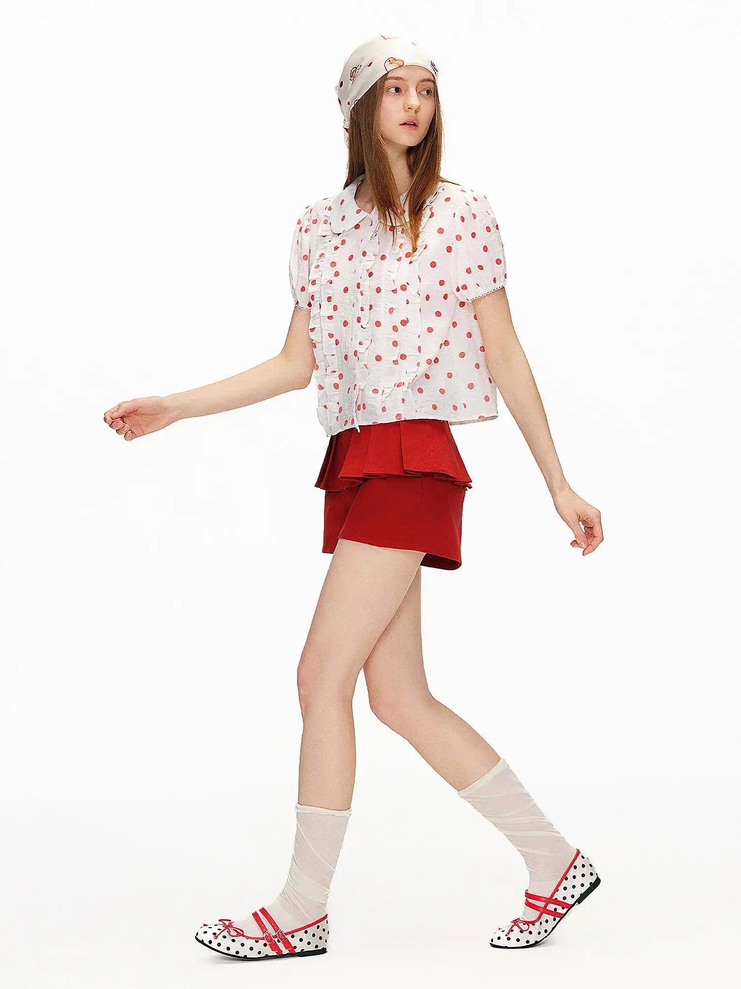 Outtheblue Cherry Red Tiered Ruffle High-Waist Shorts | Canton Collective