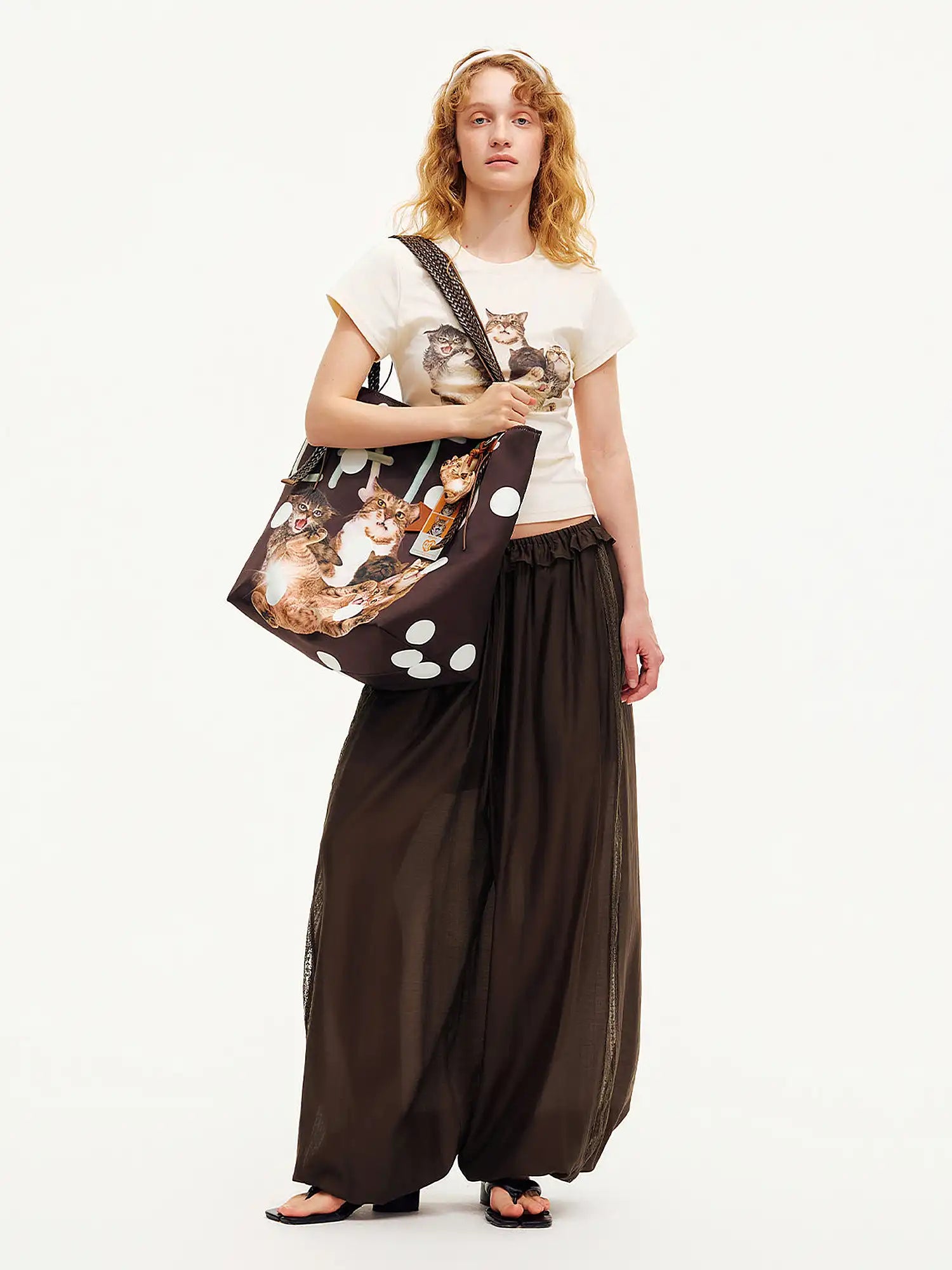 Outtheblue Polka Dot Cat Large Capacity Tote Bag | Canton Collective