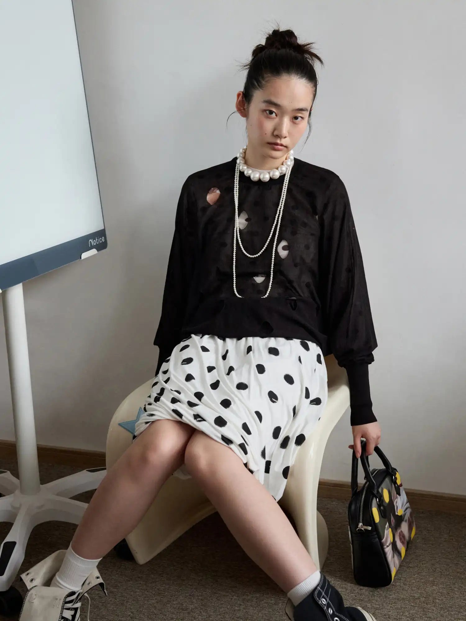Polka Dot Batwing Top