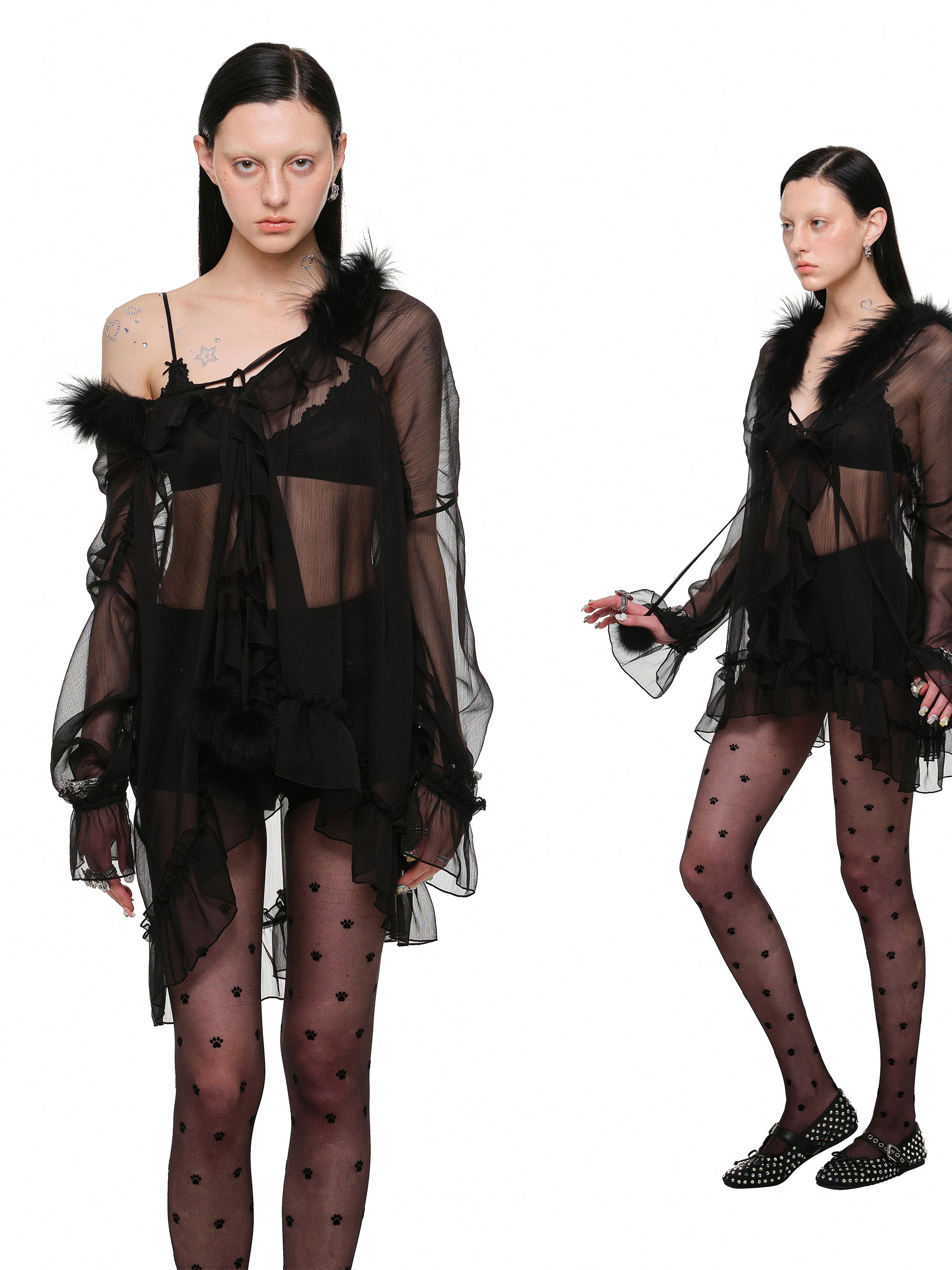 Cloudlight Sheer Tie Blouse