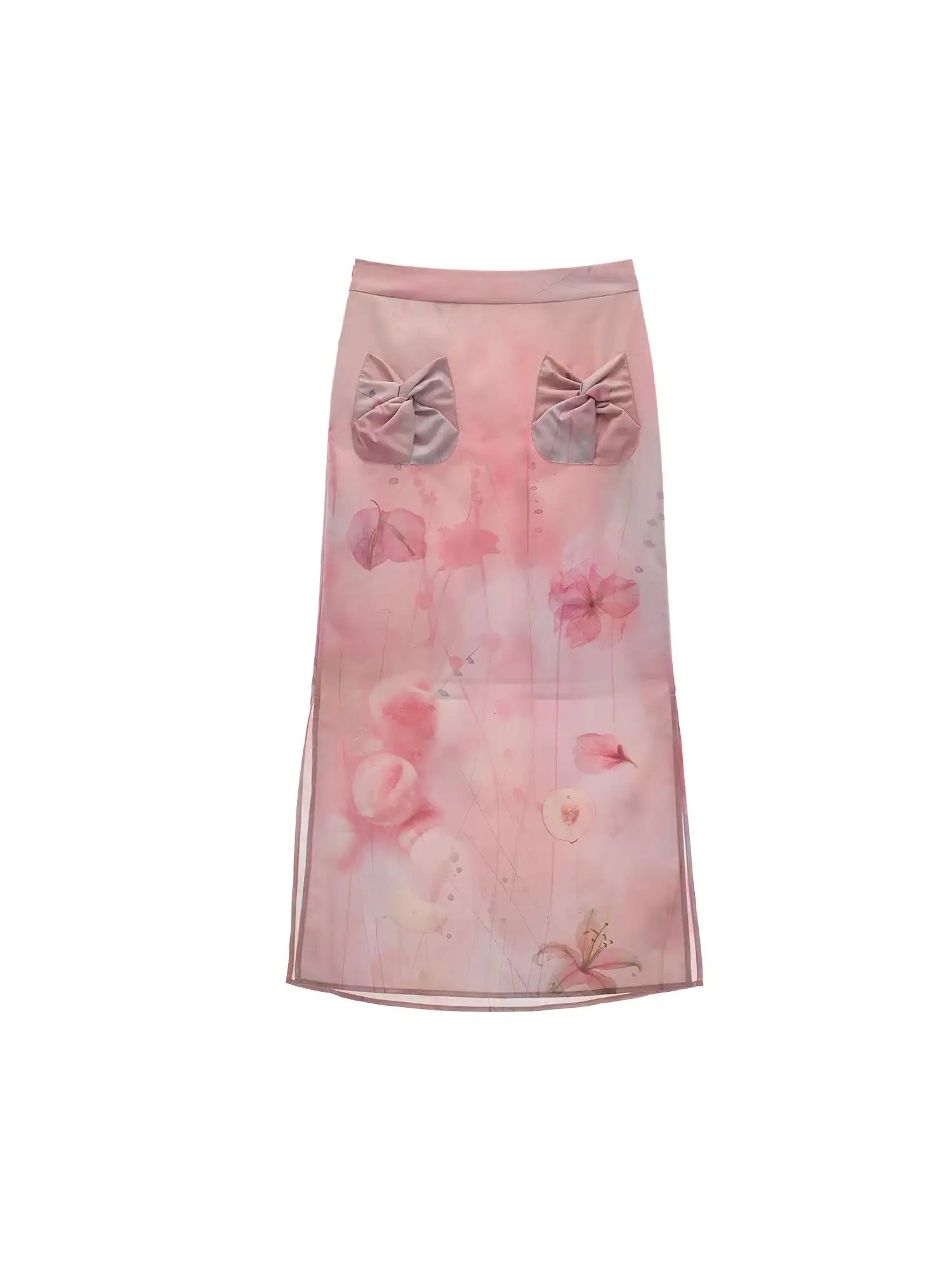 Bow Detail Chiffon Midi Skirt