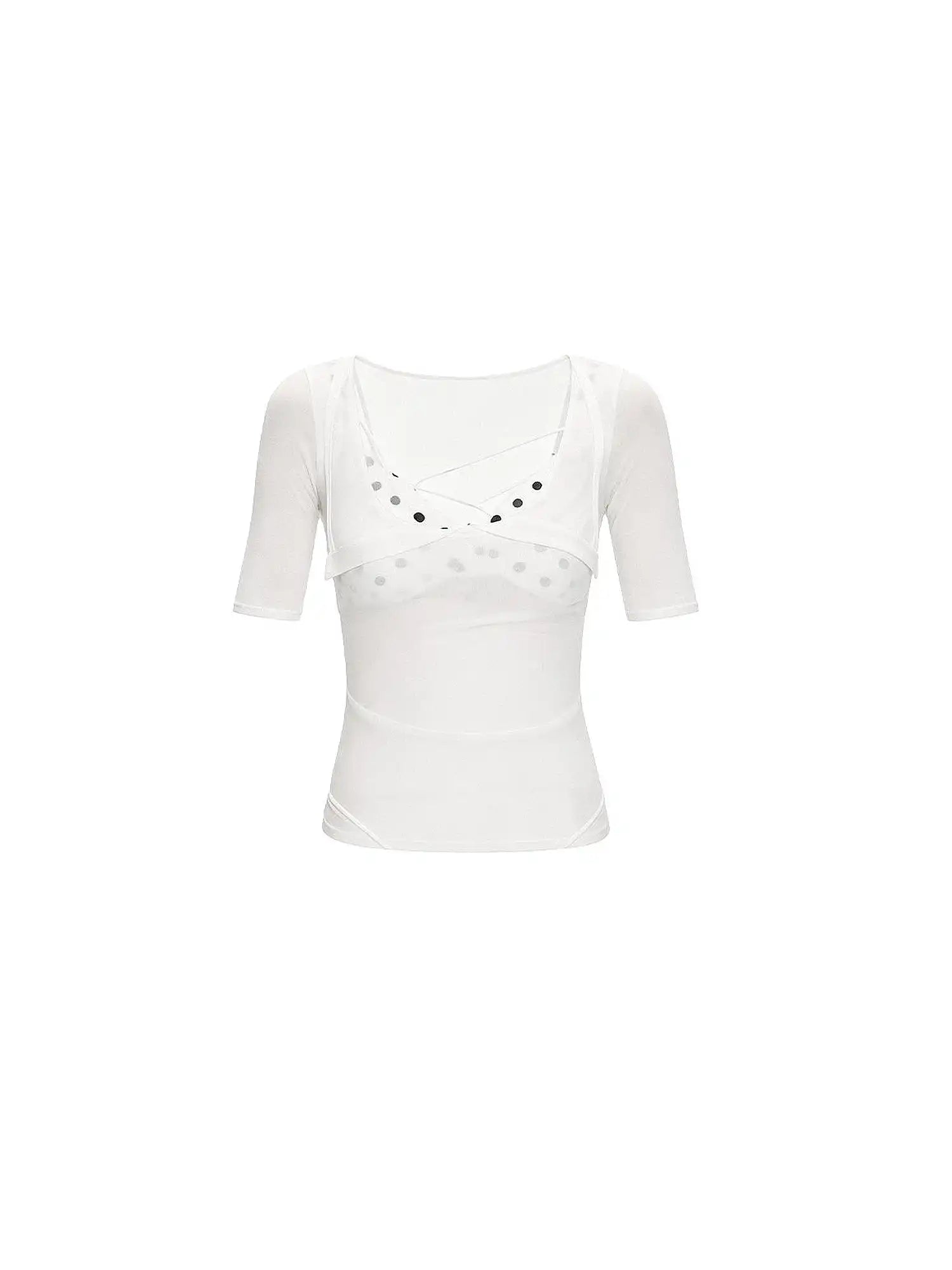 Sheer Layered Half Sleeve Tee