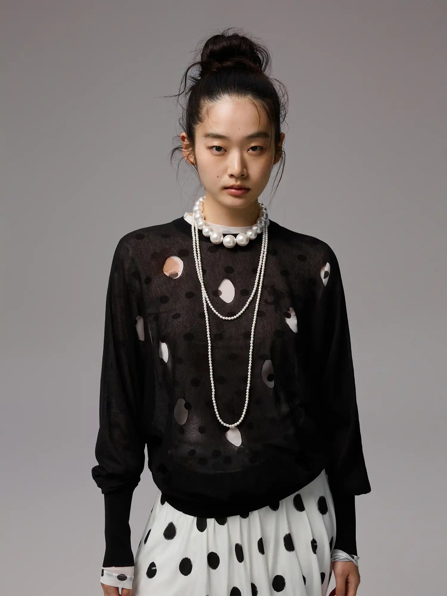 Polka Dot Batwing Top