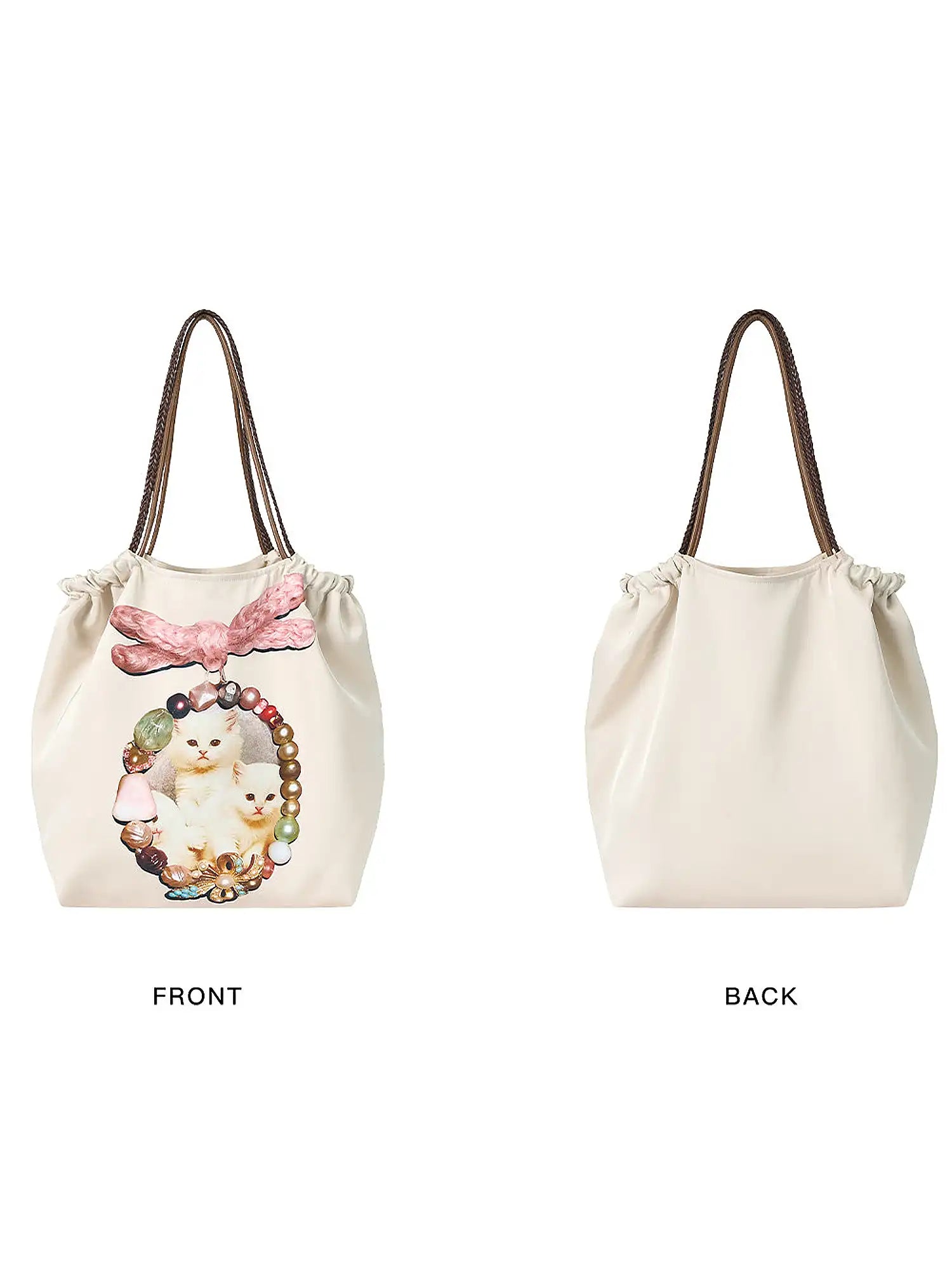 Outtheblue Jewel Cat Satin Drawstring Bucket Bag | Canton Collective