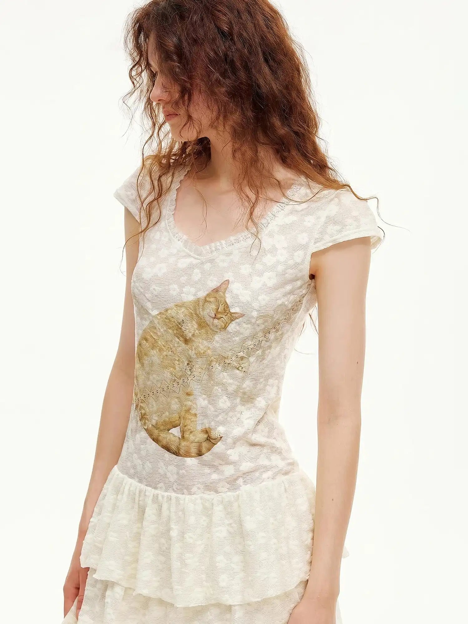 Outtheblue Ginger Cat V-Neck Lace Mini Dress | Canton Collective