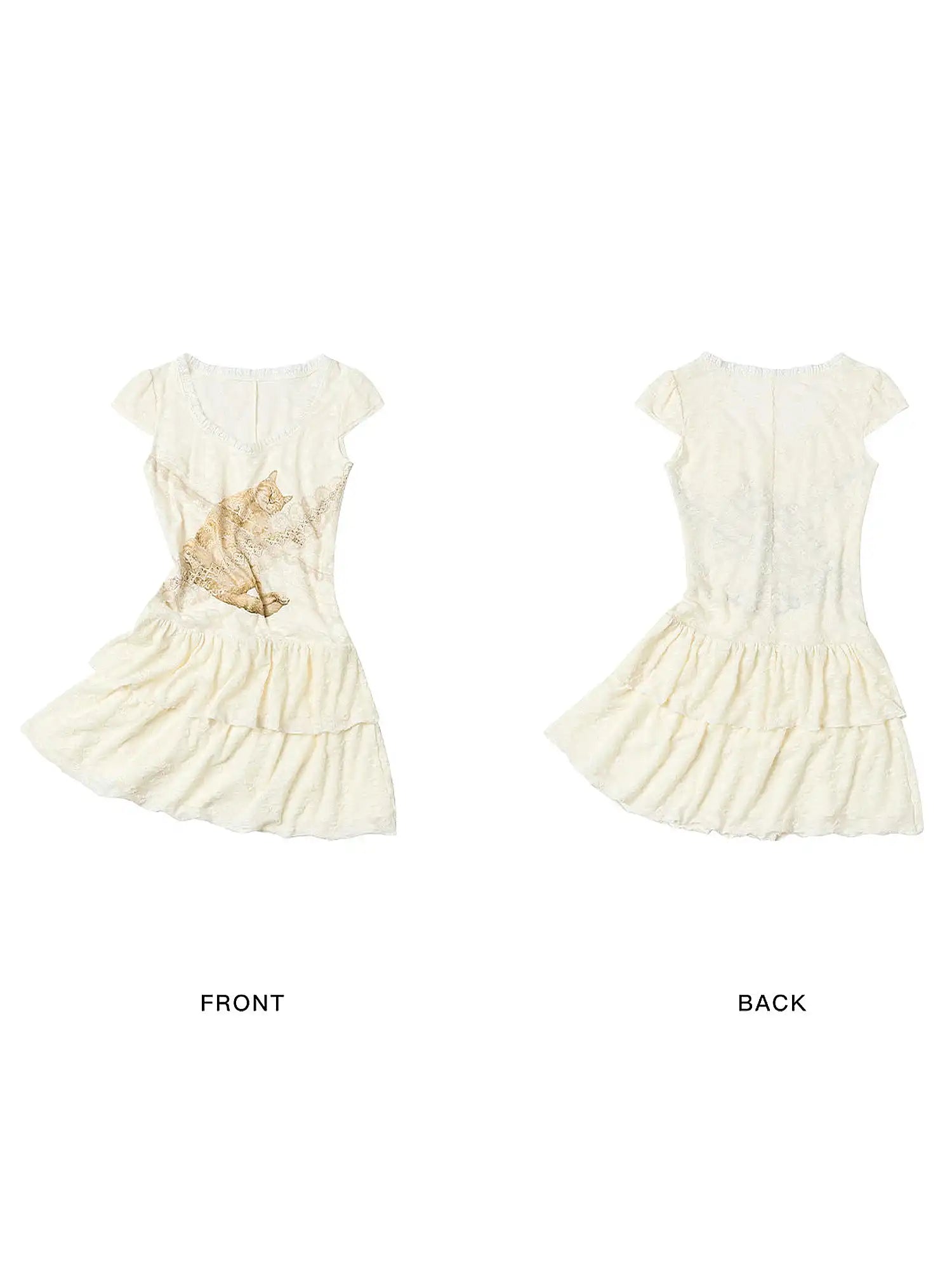 Outtheblue Ginger Cat V-Neck Lace Mini Dress | Canton Collective