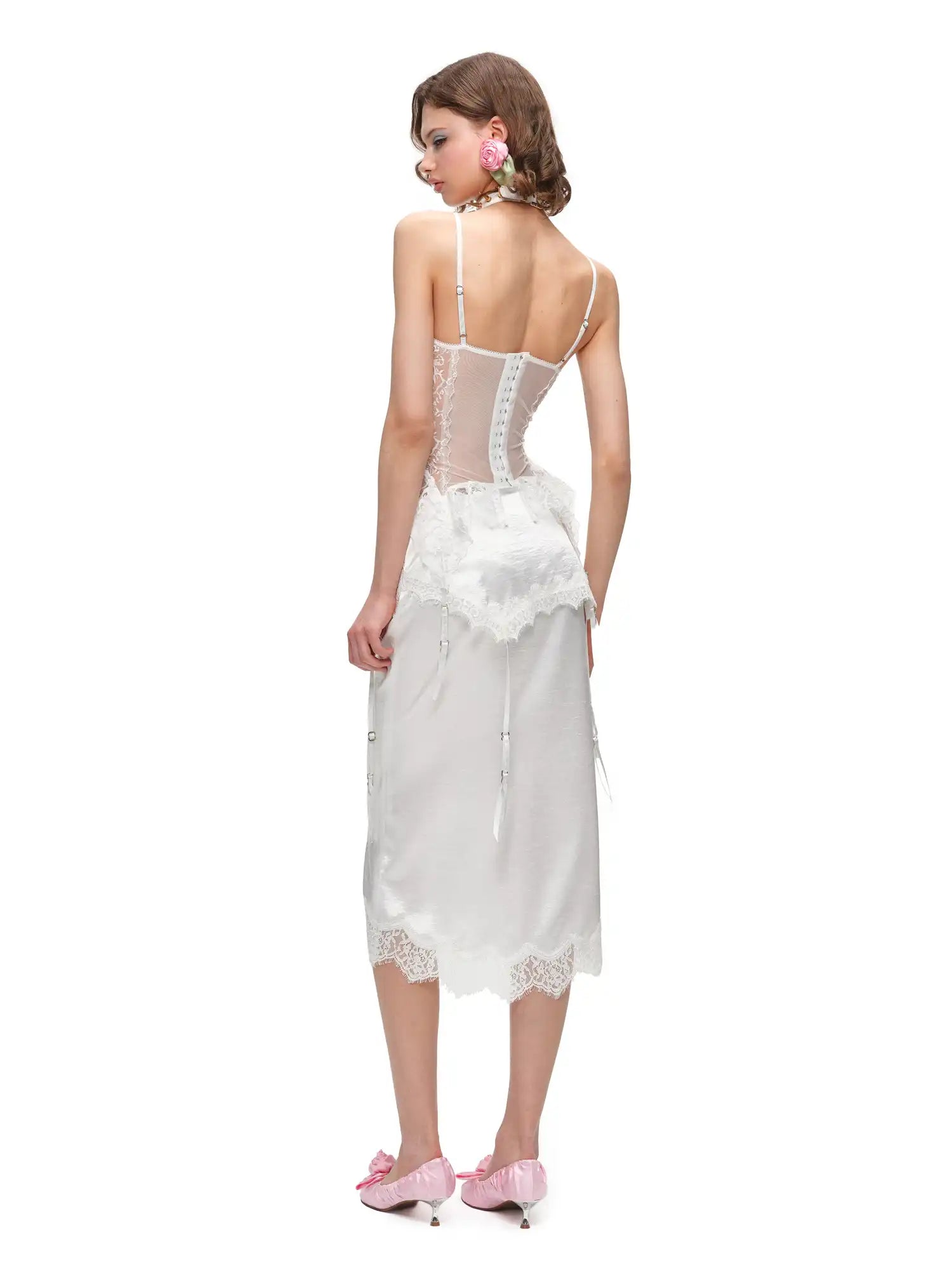 Romantic Sheer Rose Lace Bustier Corset Top