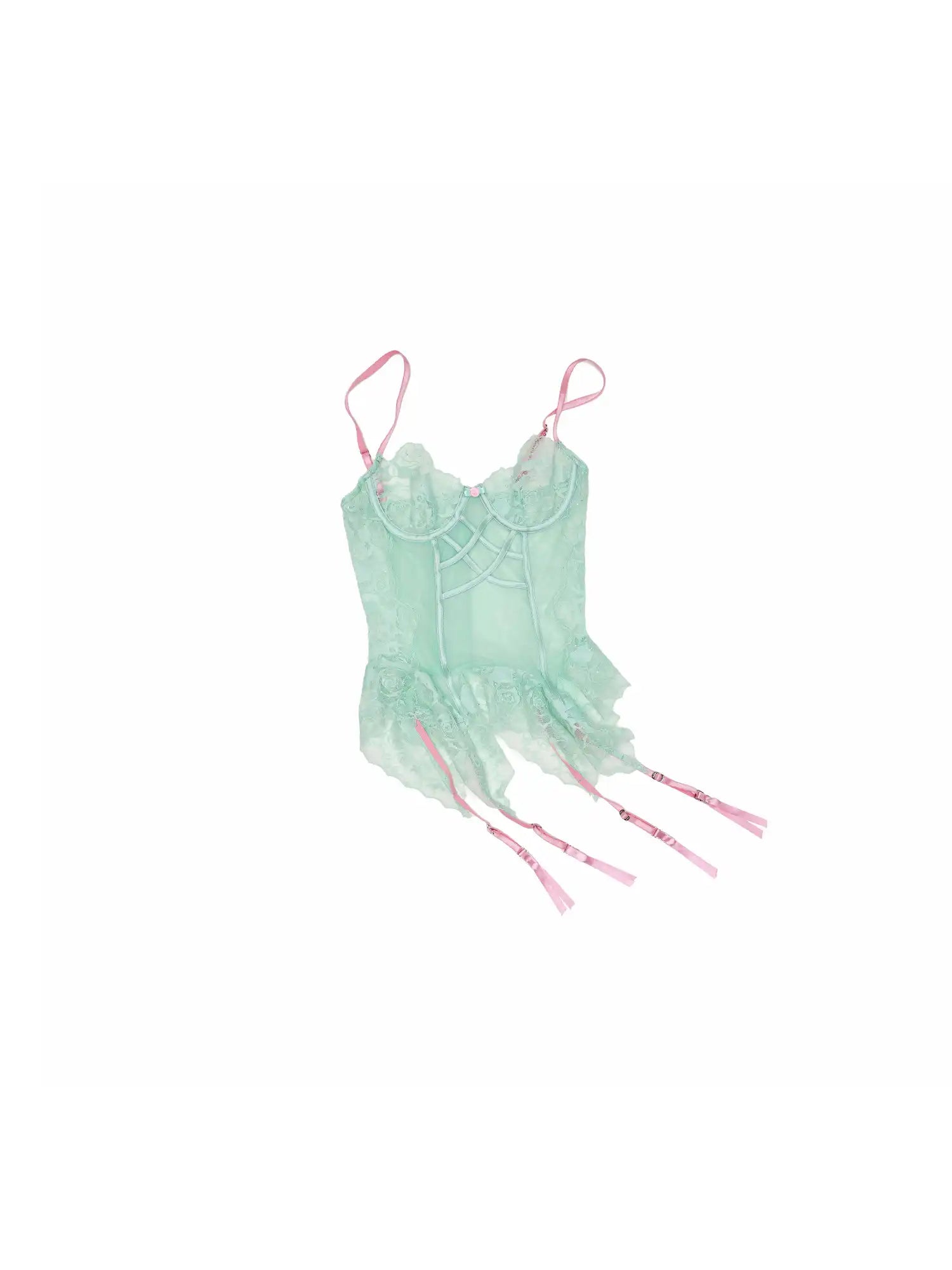 Romantic Sheer Rose Lace Bustier Corset Top