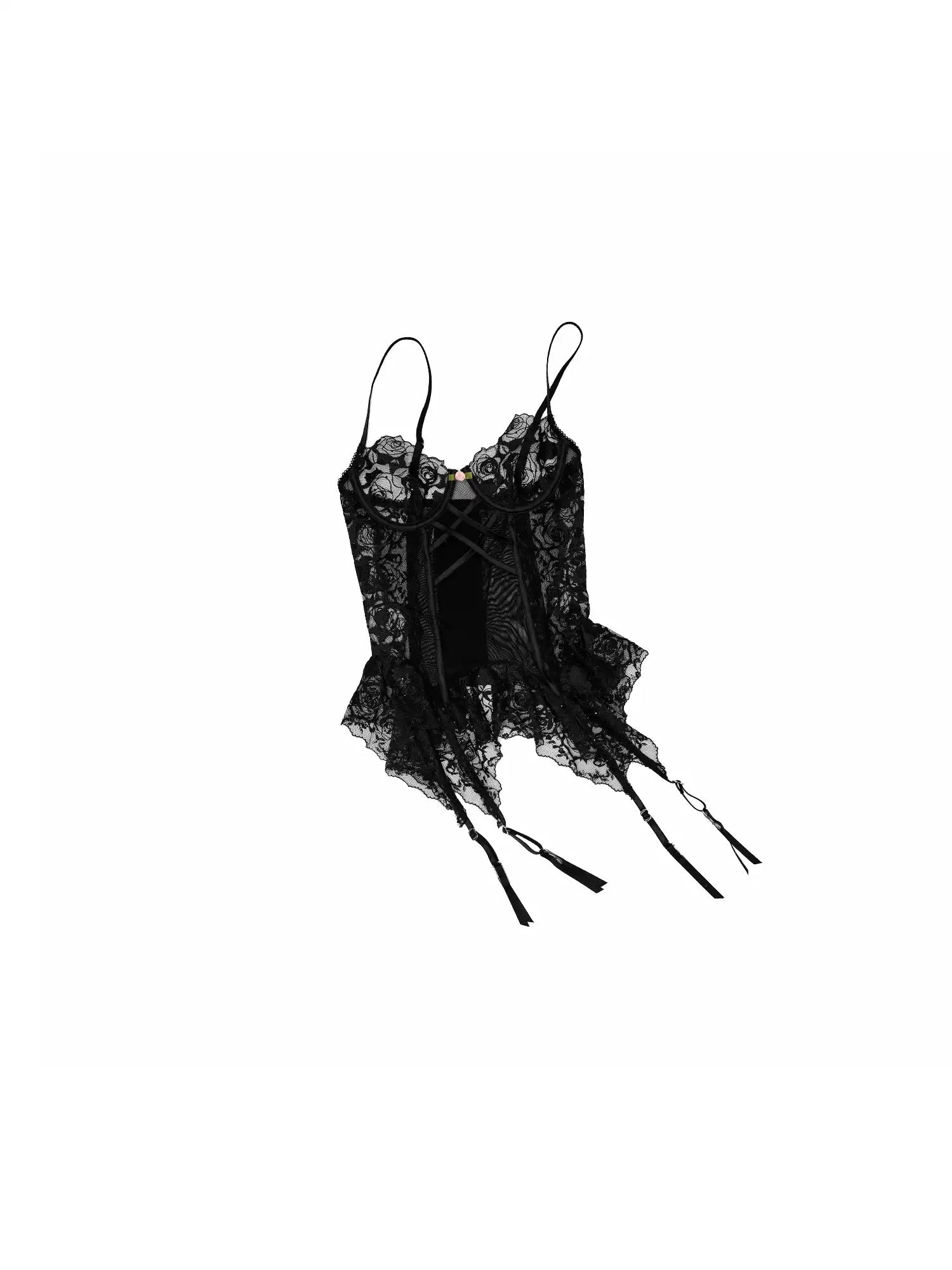 Romantic Sheer Rose Lace Bustier Corset Top