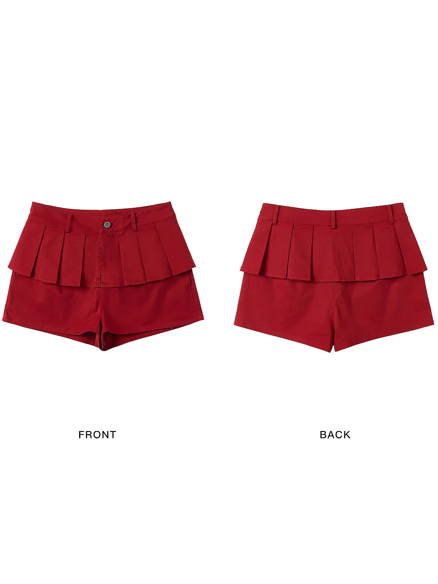 Outtheblue Cherry Red Tiered Ruffle High-Waist Shorts | Canton Collective