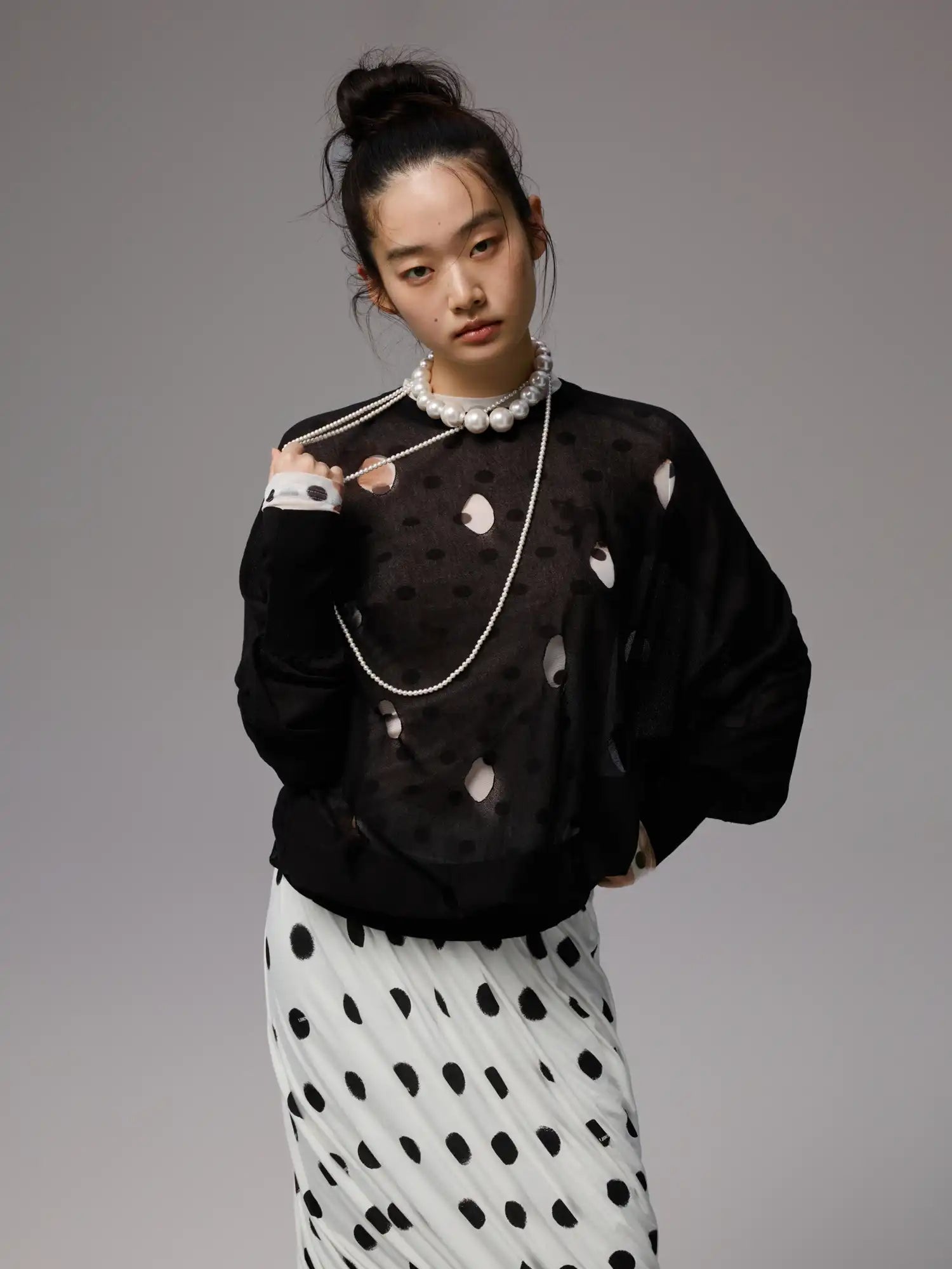 Polka Dot Batwing Top