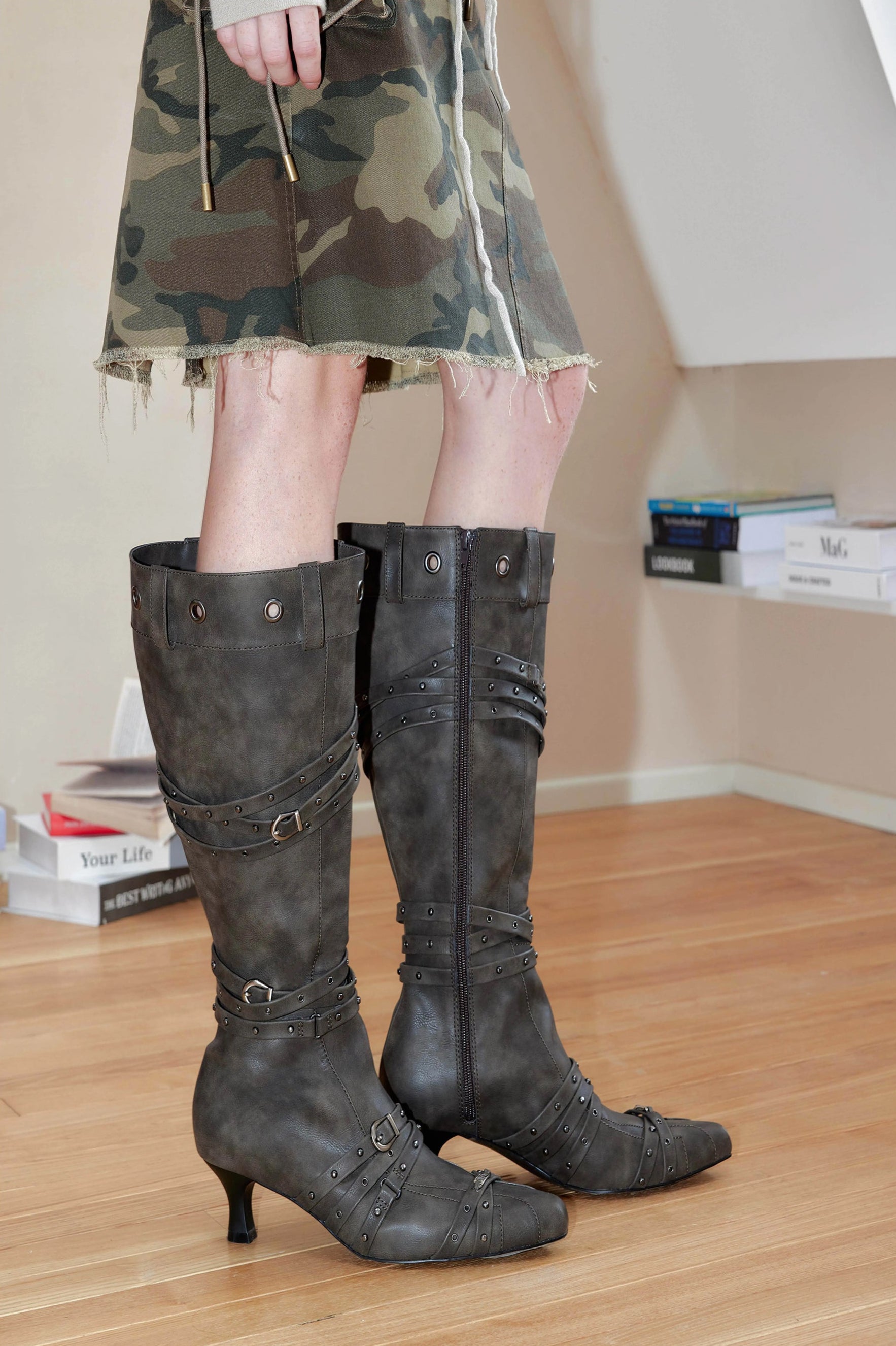 Buckled Up Knee-High Boots