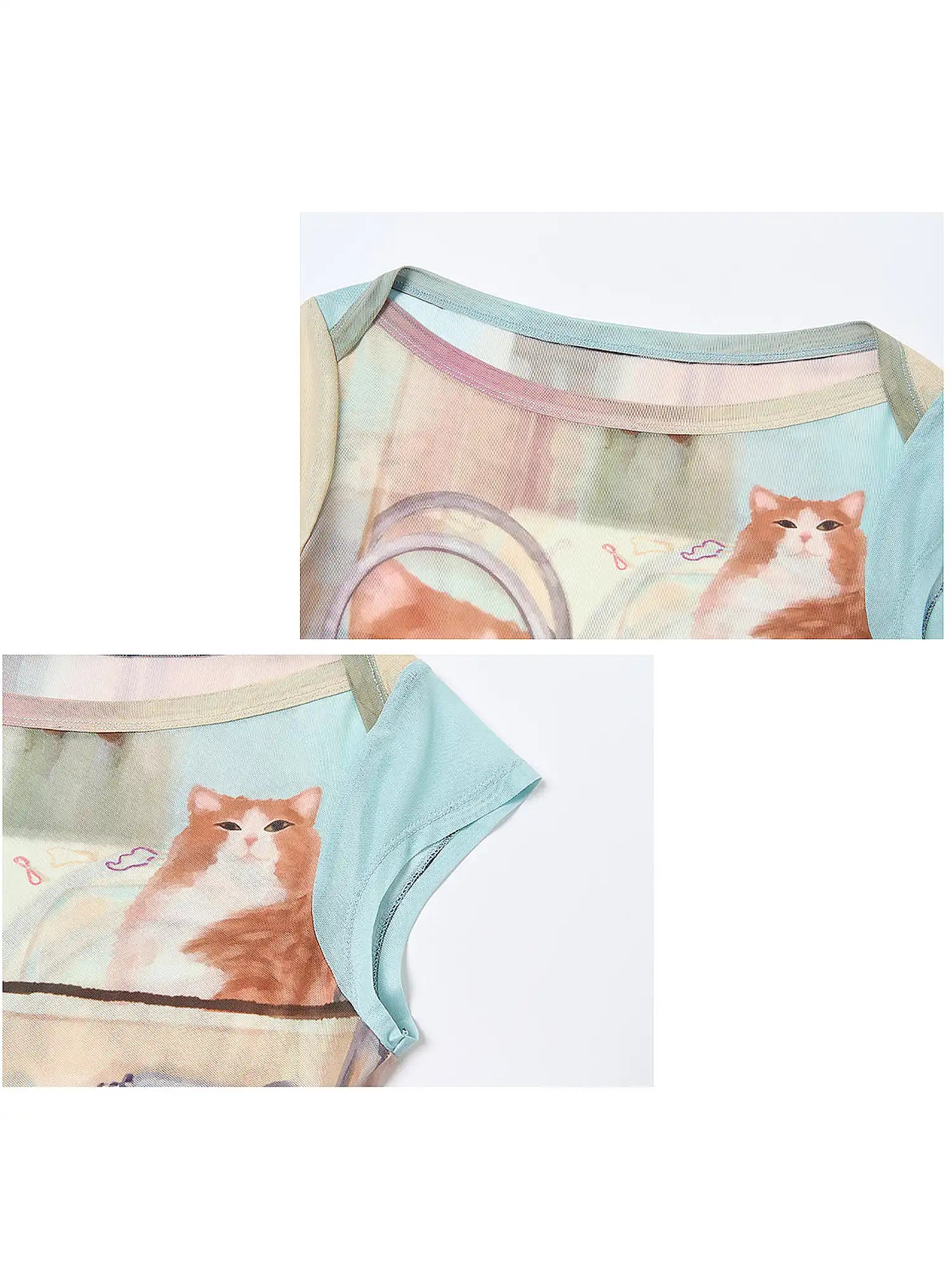 Outtheblue Watercolor Cat Cap Sleeve Fitted Tee | Canton Collective