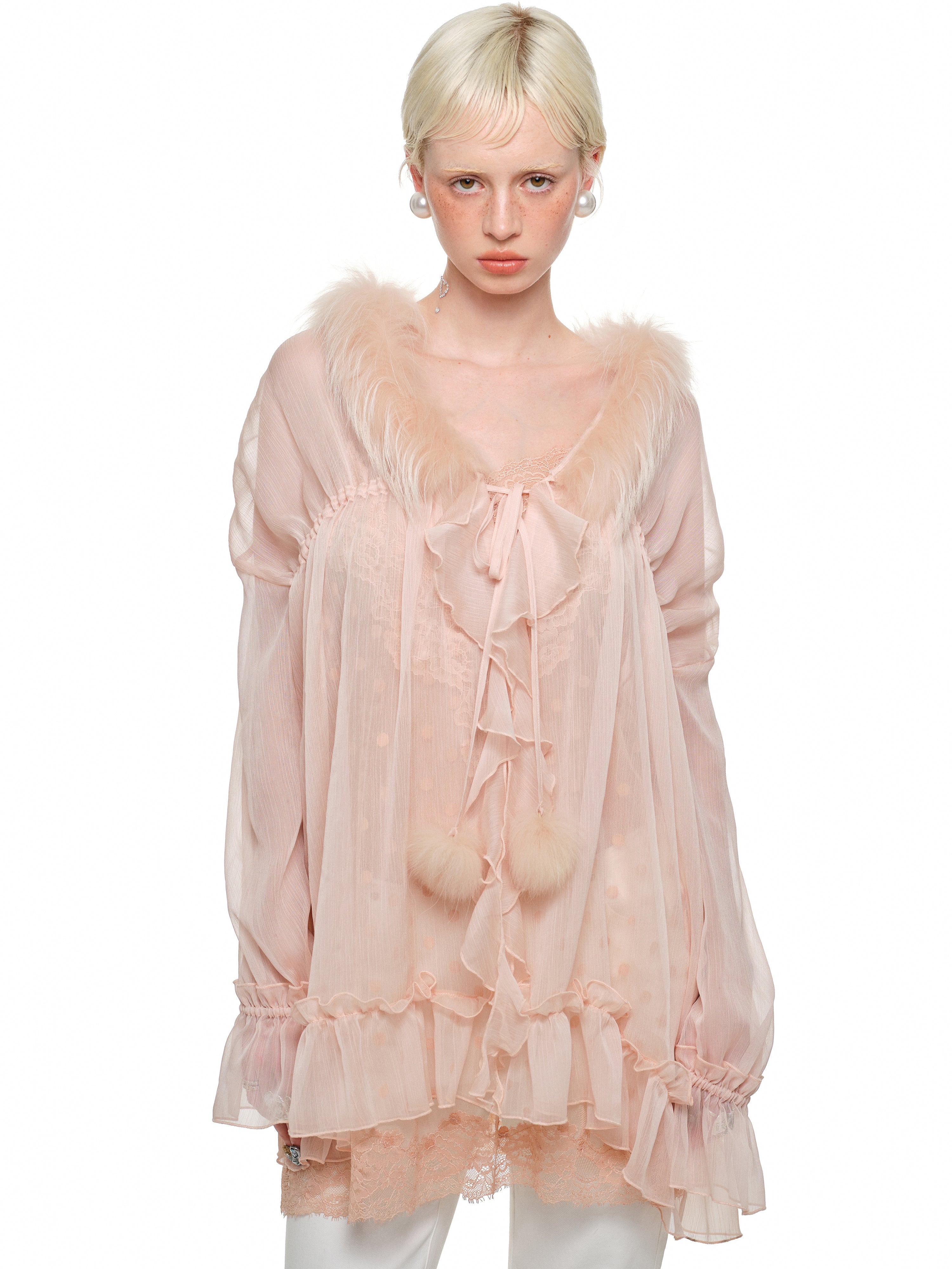 Cloudlight Sheer Tie Blouse