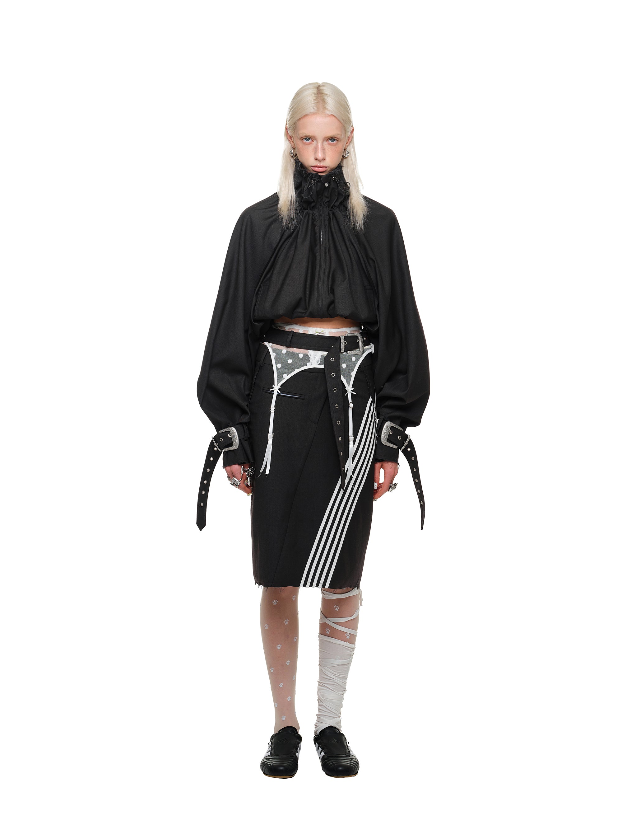 Tailored Stripe Deconstruction Skirt